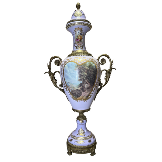 Baby Pink Louis XV Style Porcelain & Bronze Urn