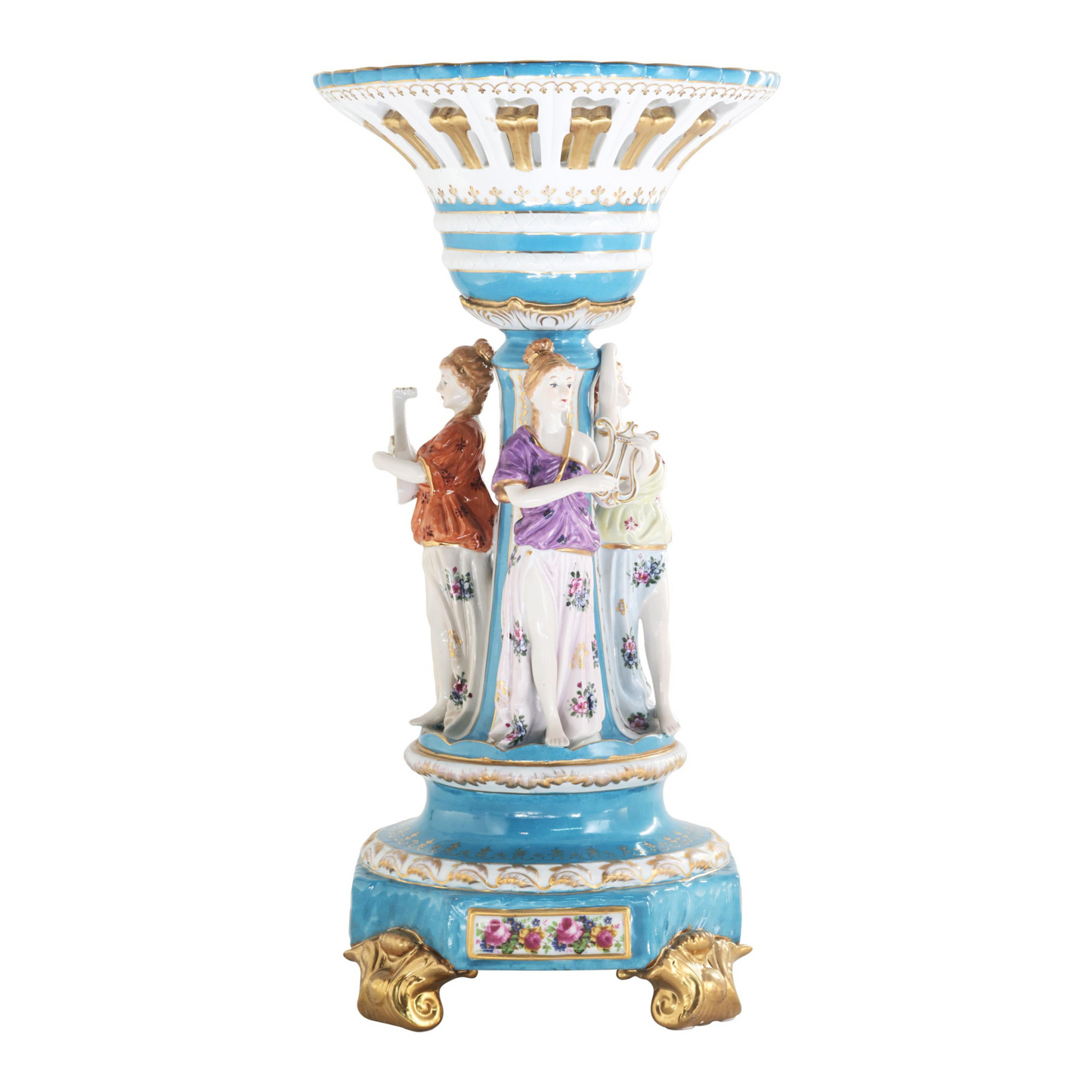 Hand-painted Rococo Style Porcelain Bowl With Three Muses