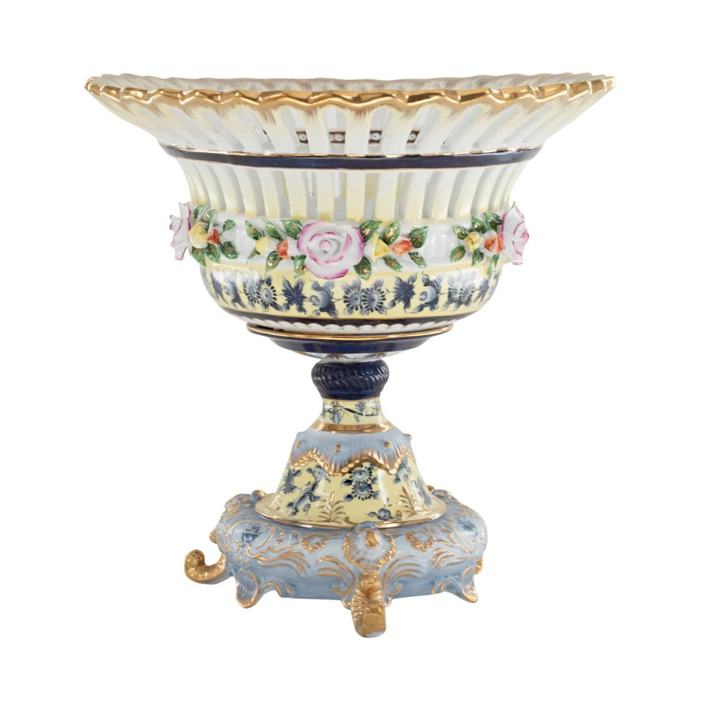 Yellow Hand-painted Floral Bowl