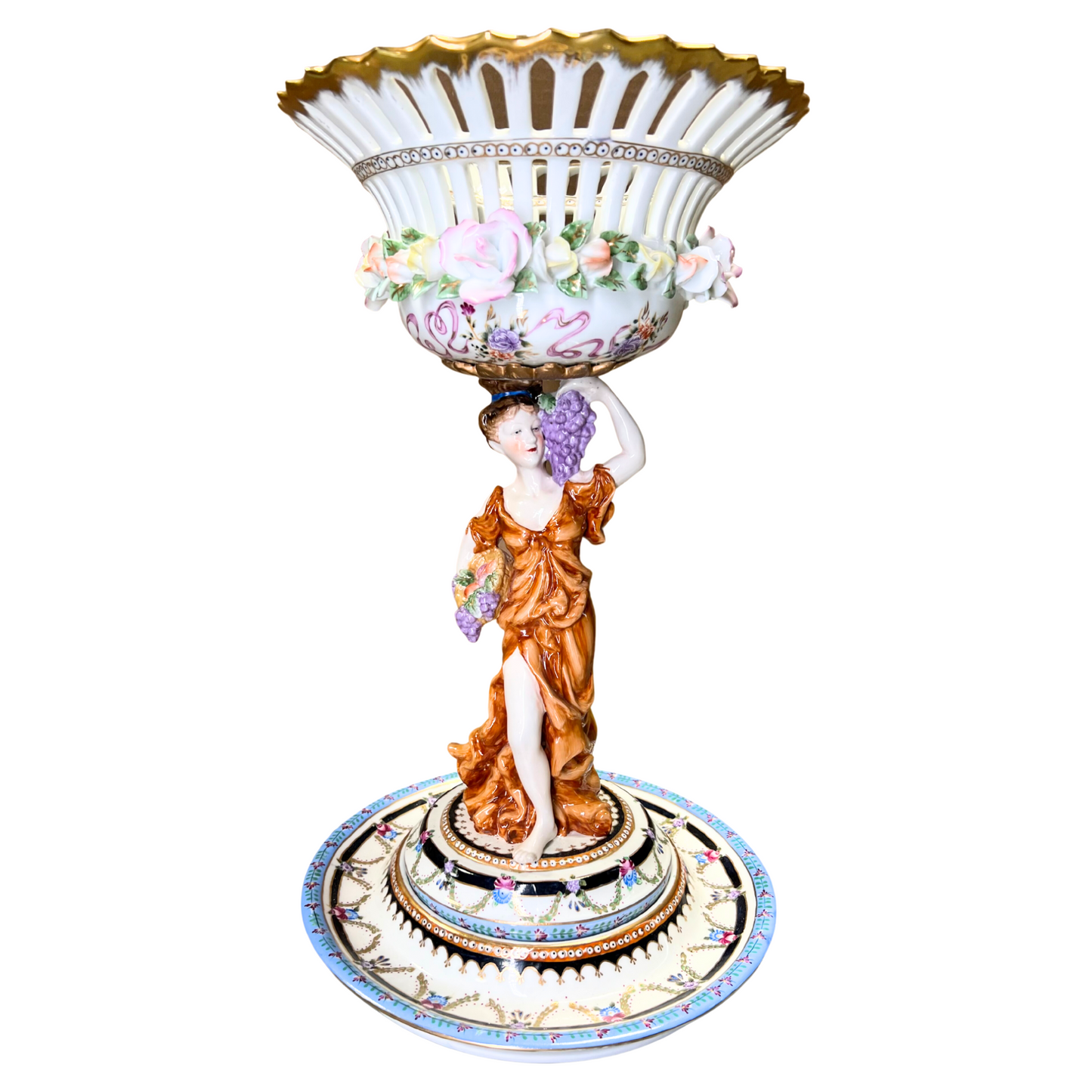 Rococo Style Porcelain Bowl Muse With Grapes