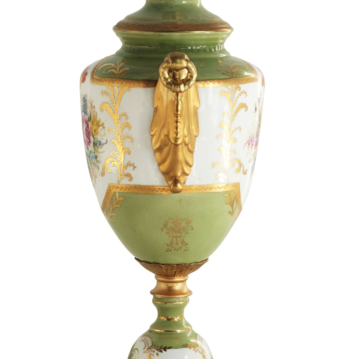 Baroque Leaf Handle Floral Motif Jar