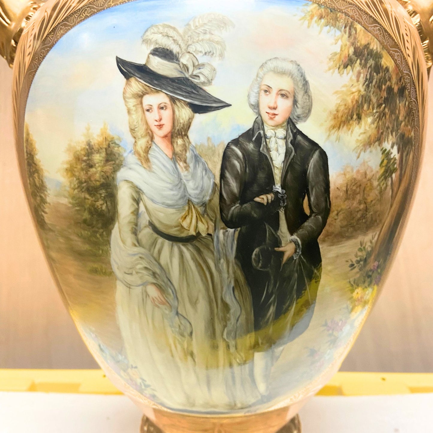 Hand-Painted Gold Rococo Style Vases
