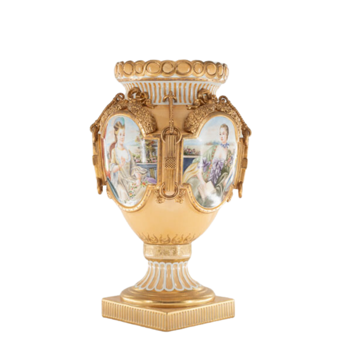 Hand Painted Rococo Style Porcelain Vase