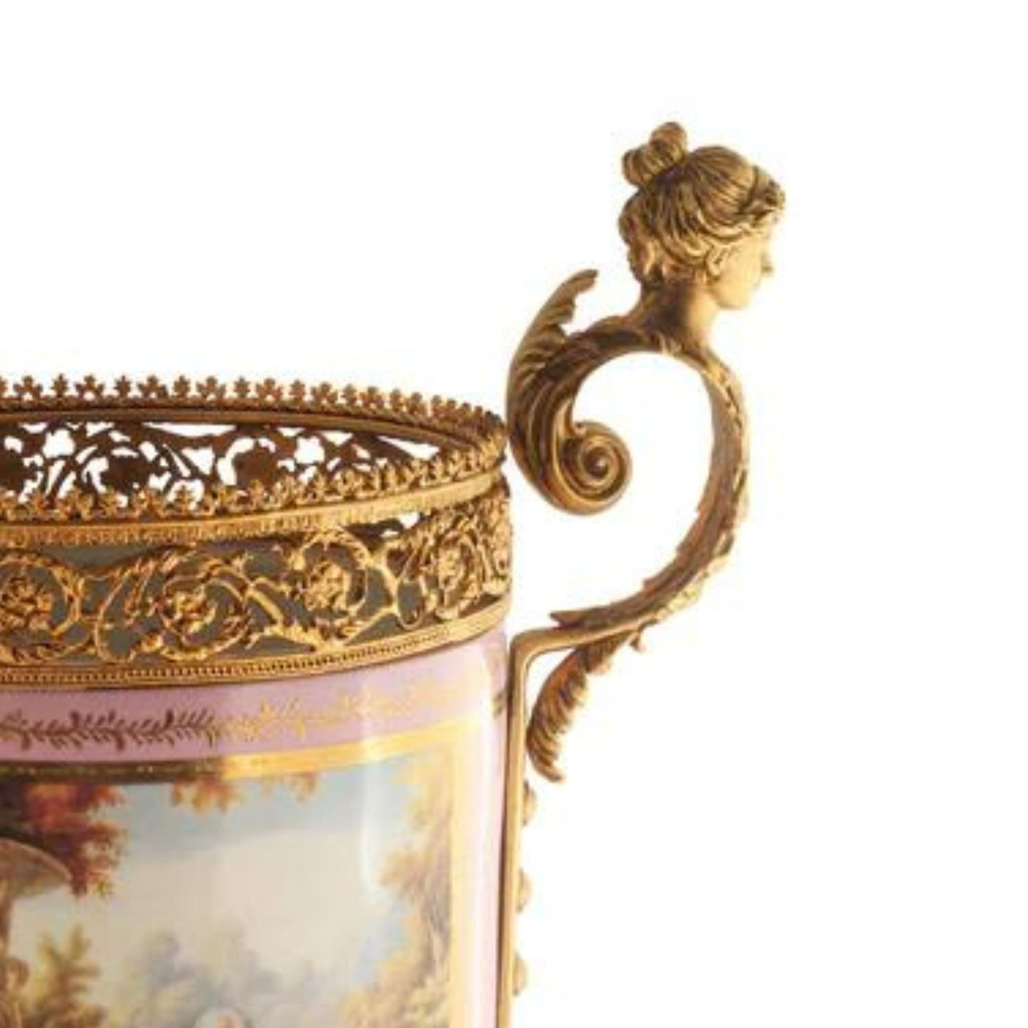 Potpourri Hand-painted Porcelain And Bronze Jar