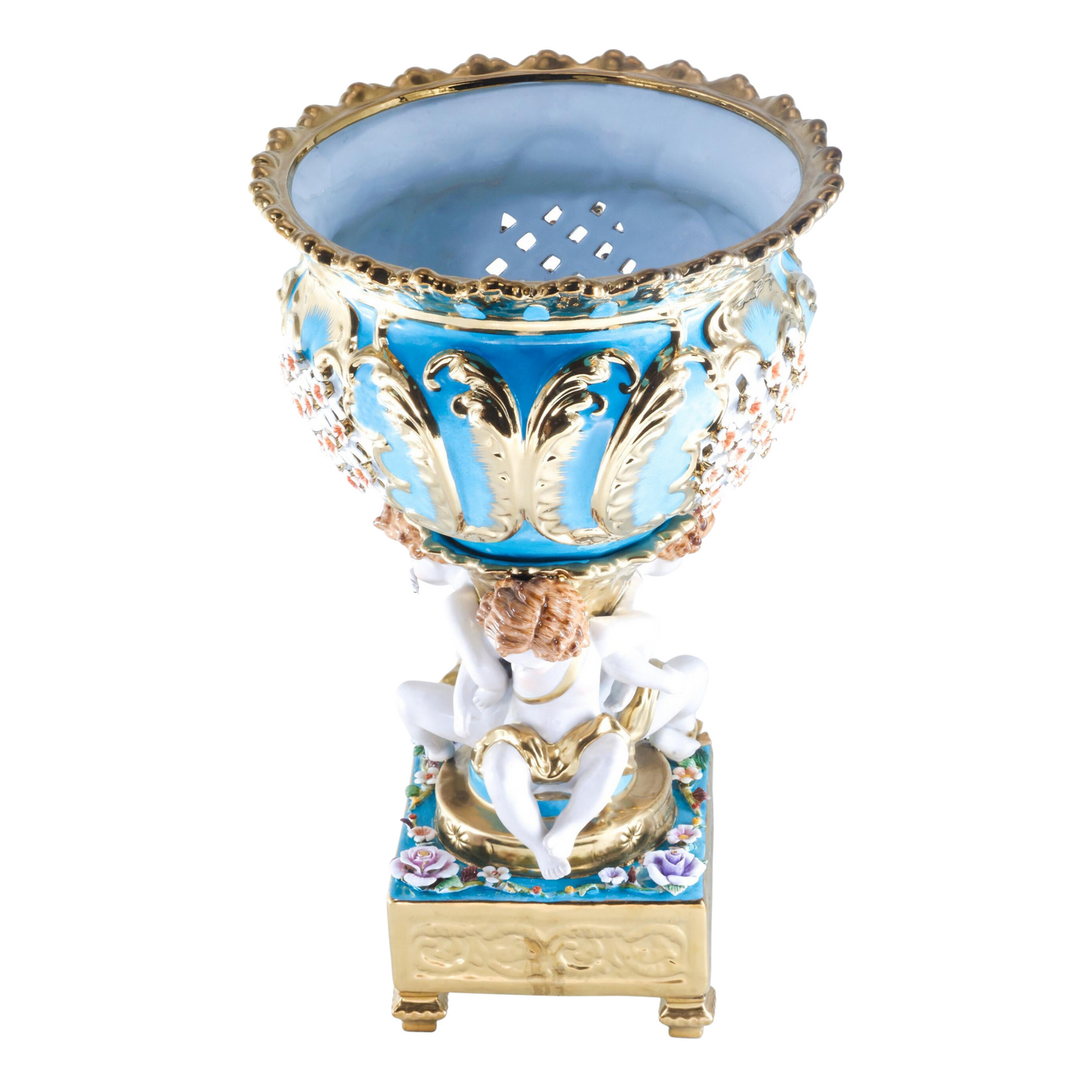 Teal Cherub Fruit Bowl