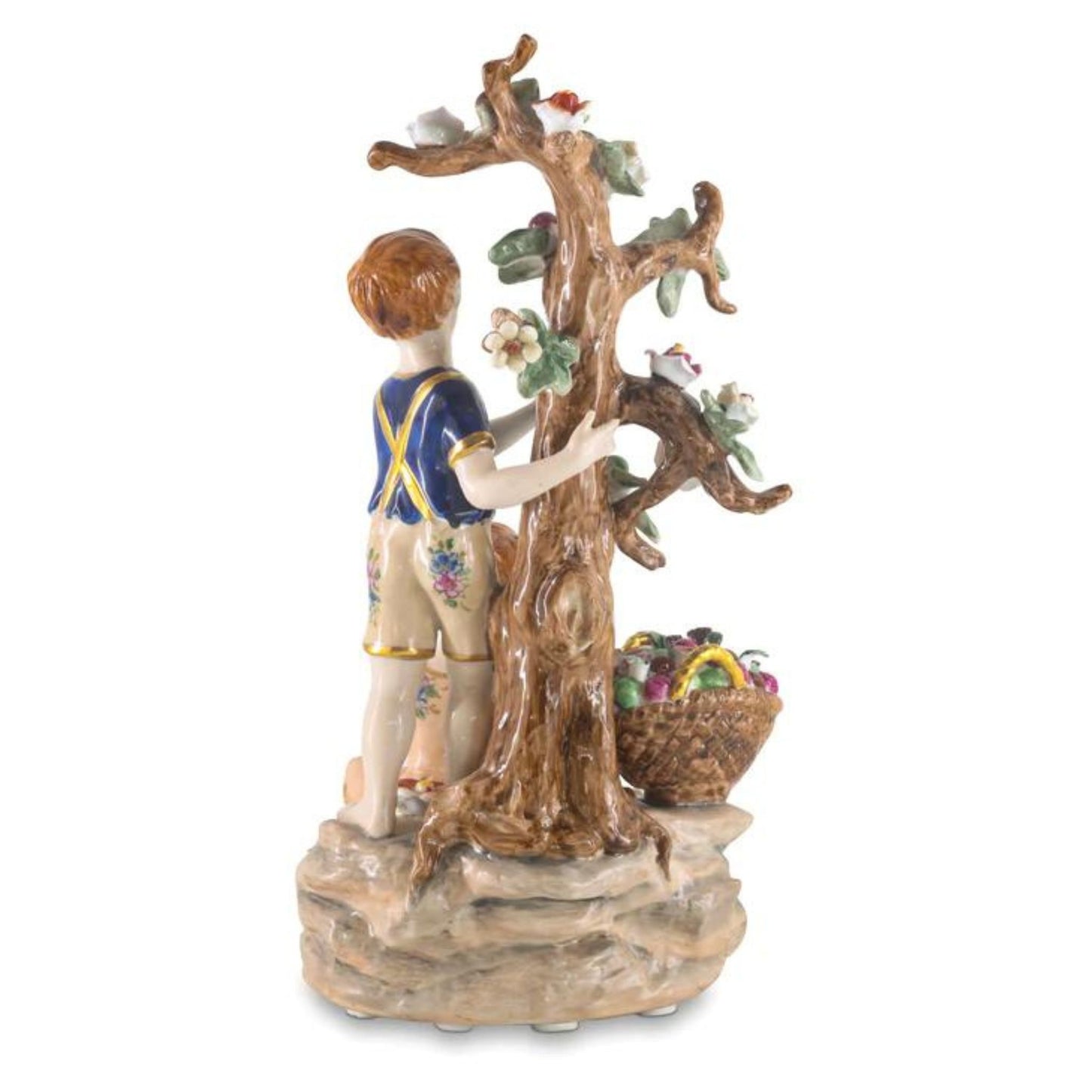 Pareja de figuras de porcelana rococó Niños juguetones en la naturaleza