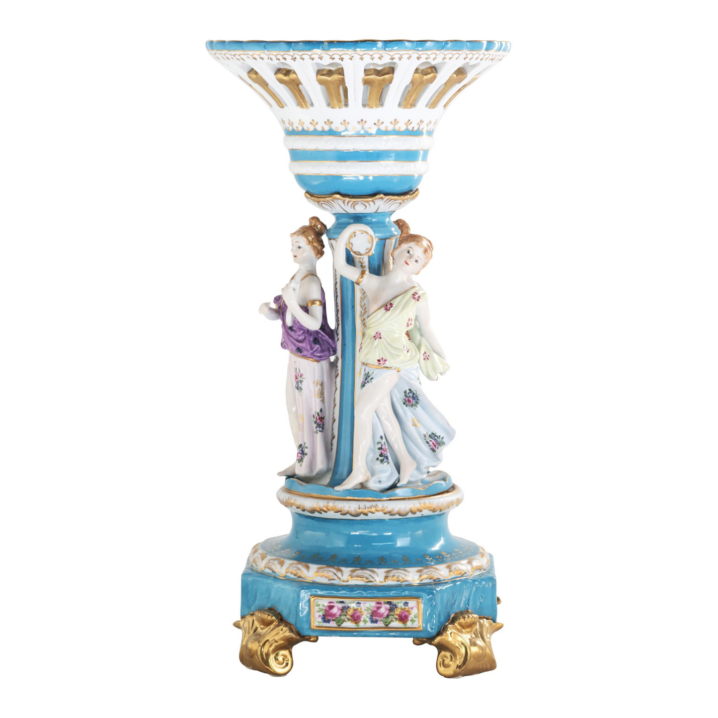 Hand-painted Rococo Style Porcelain Bowl With Three Muses