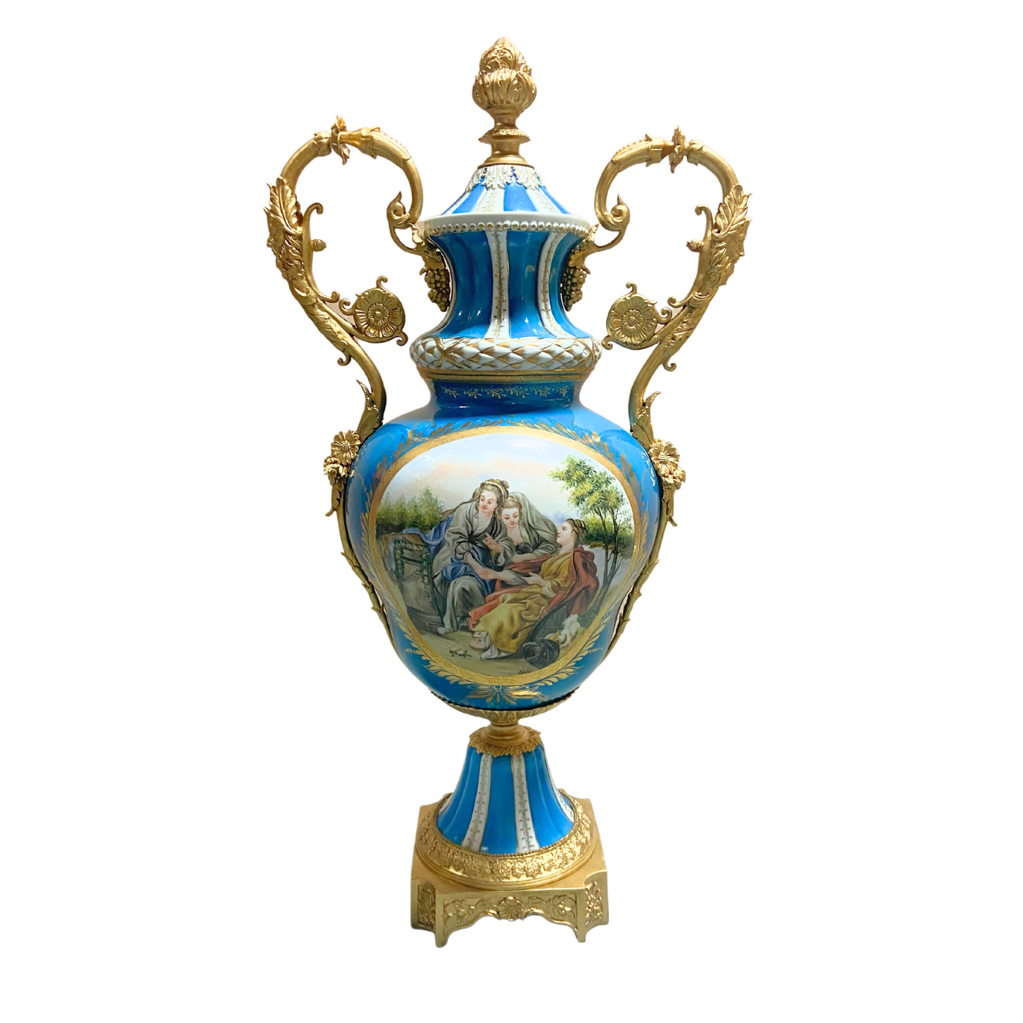 Hand-Painted Ornate Handle Society Vase