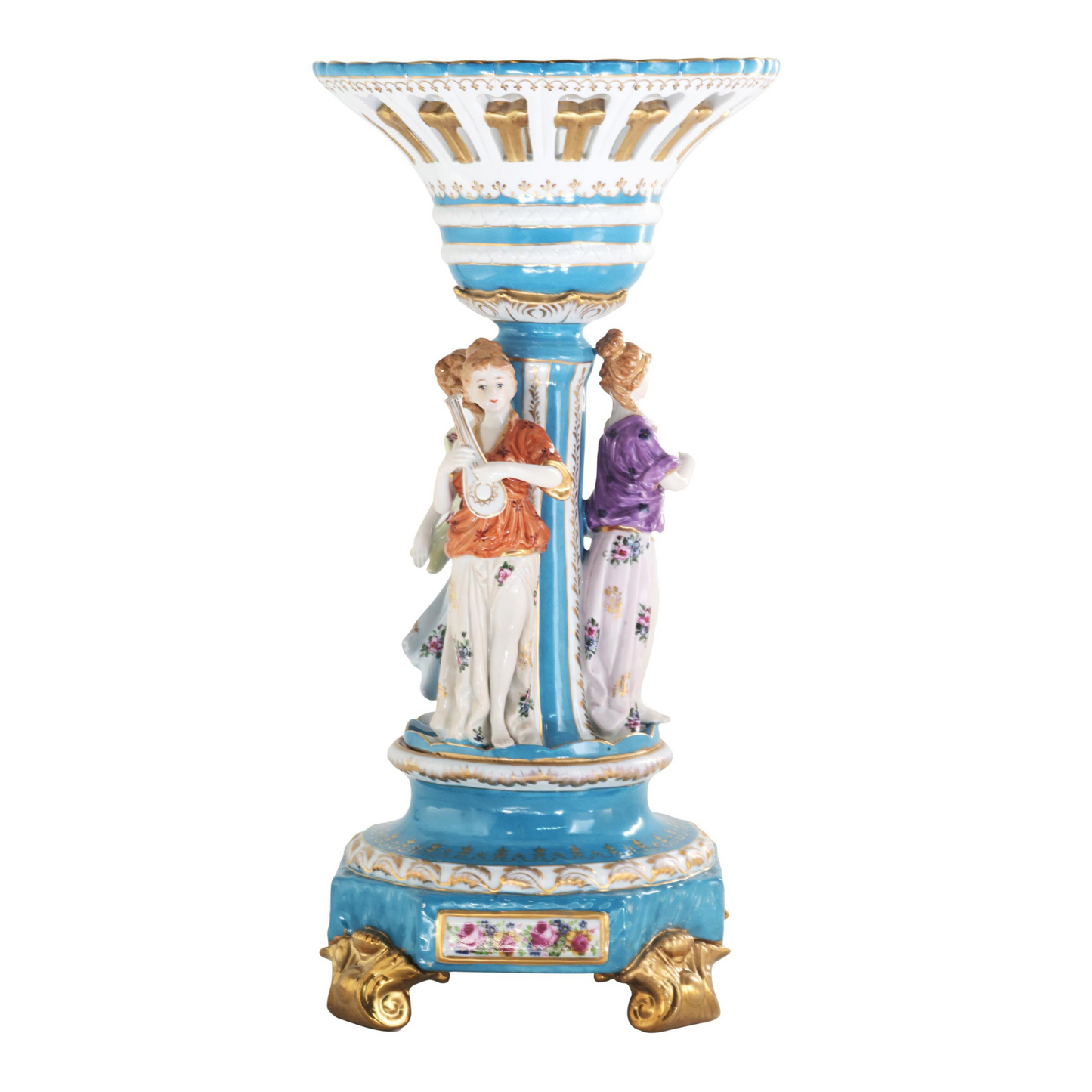 Hand-painted Rococo Style Porcelain Bowl With Three Muses