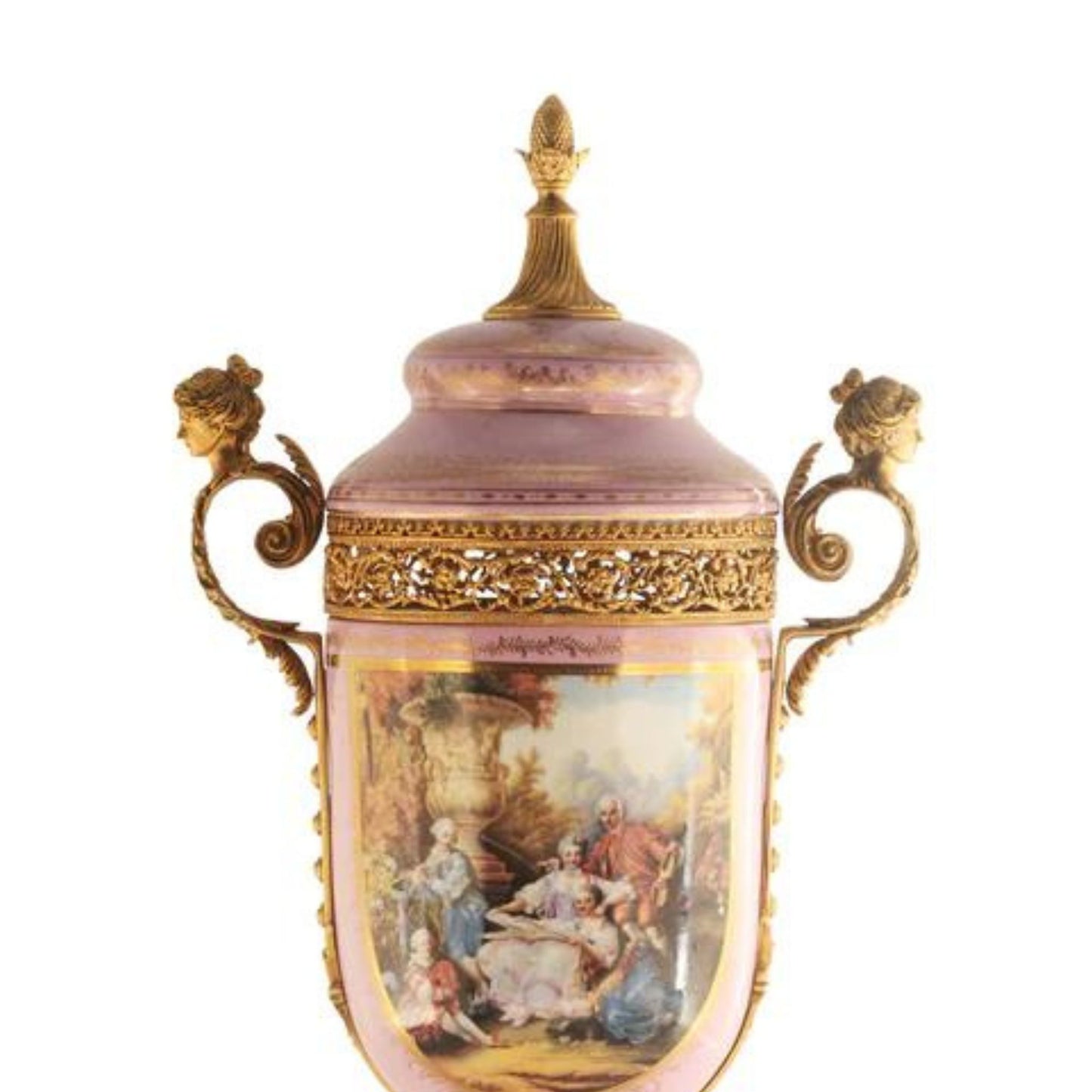 Potpourri Hand-painted Porcelain And Bronze Jar