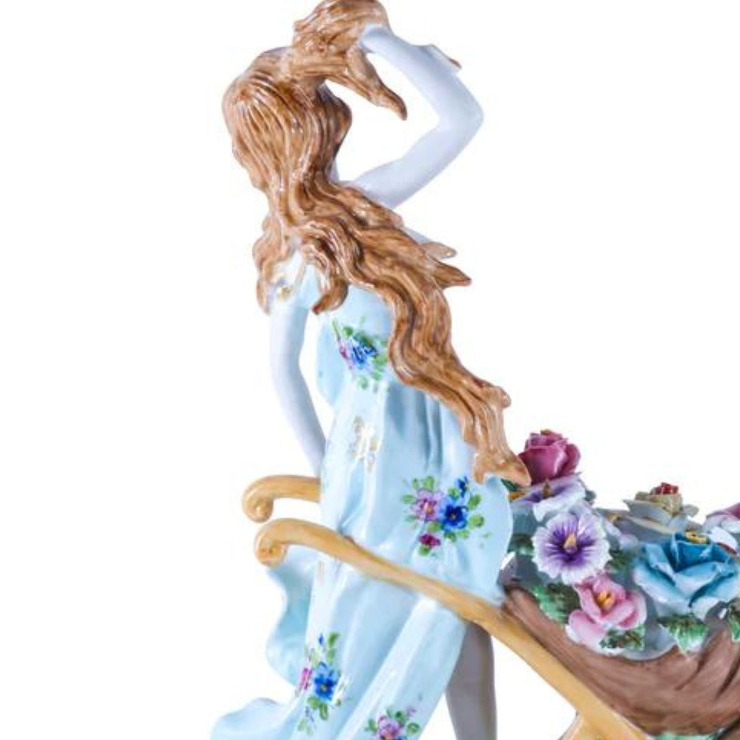Figura Porcelana Mujer Empujando Flores