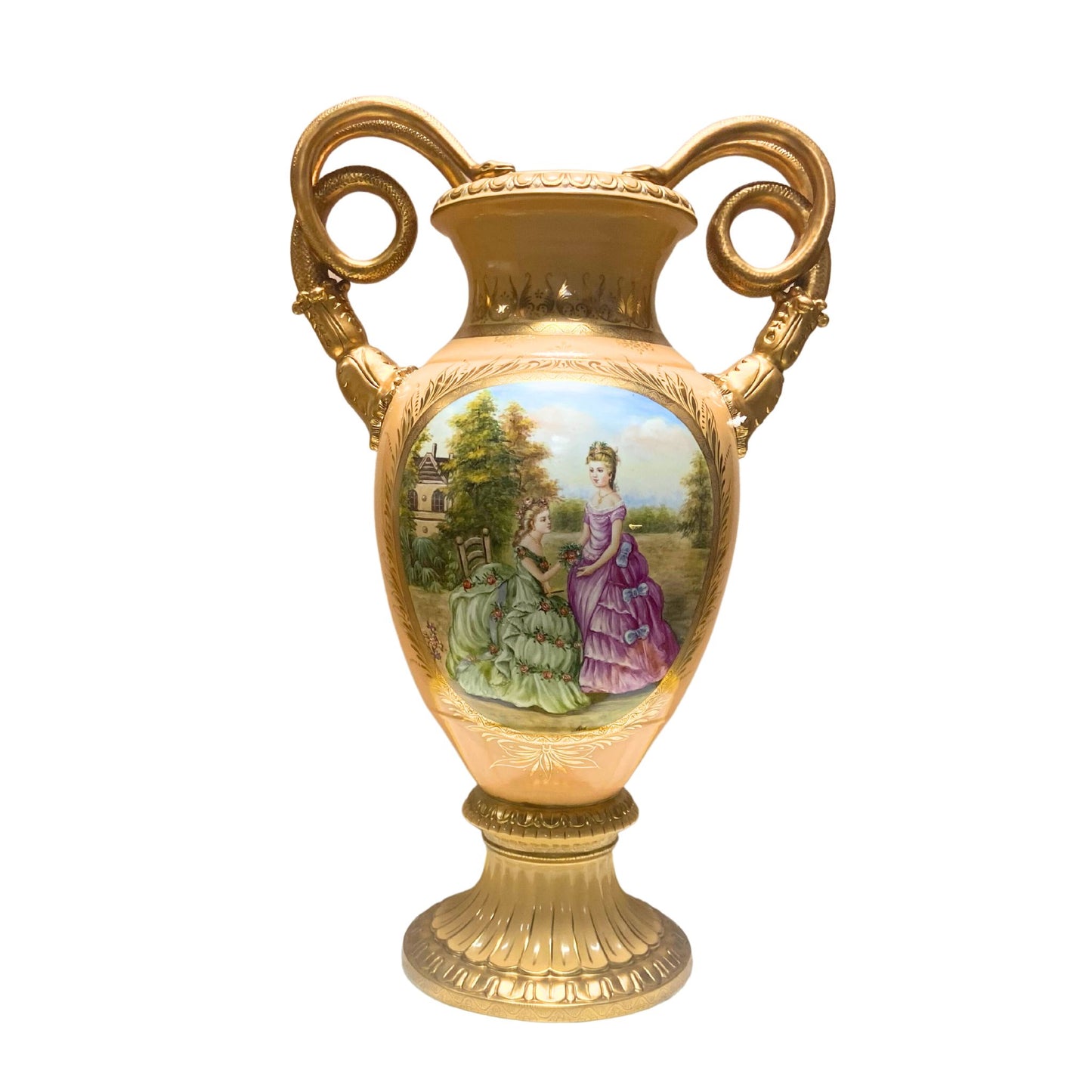 Hand-Painted Gold Rococo Style Vases
