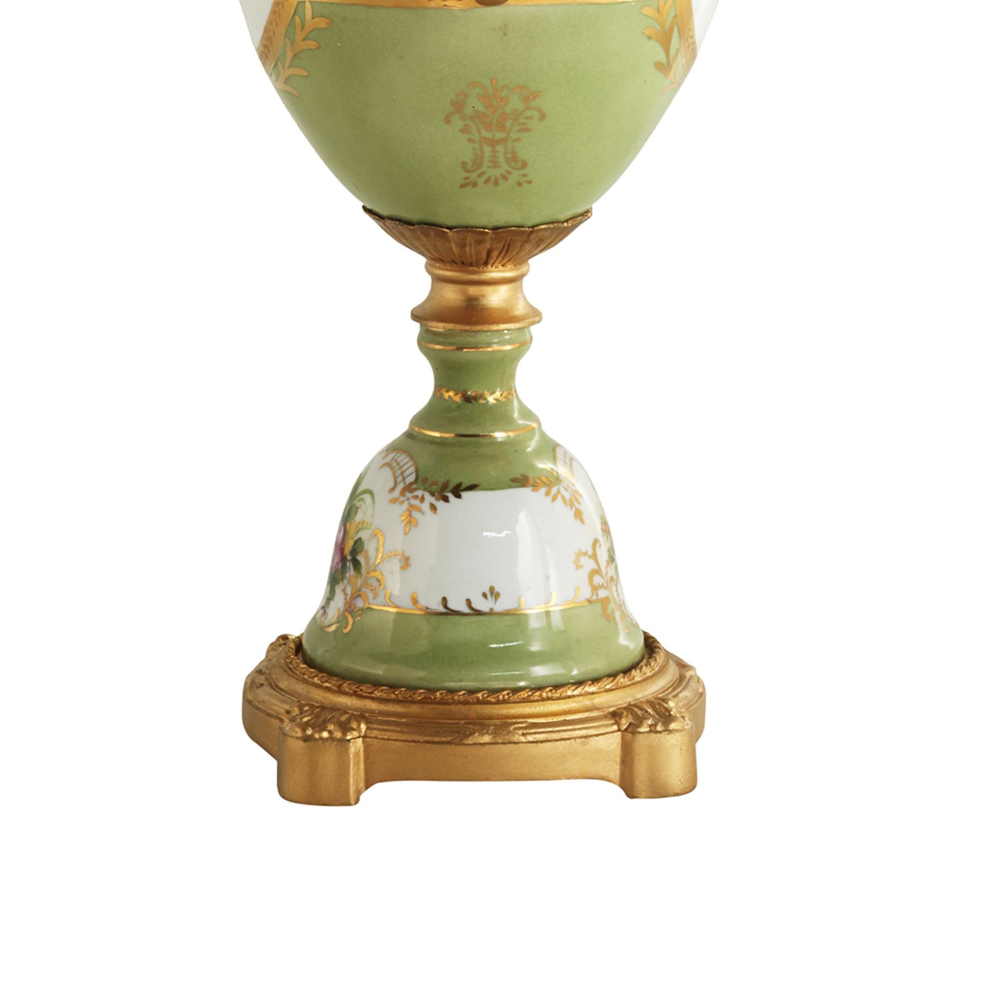 Baroque Leaf Handle Floral Motif Jar