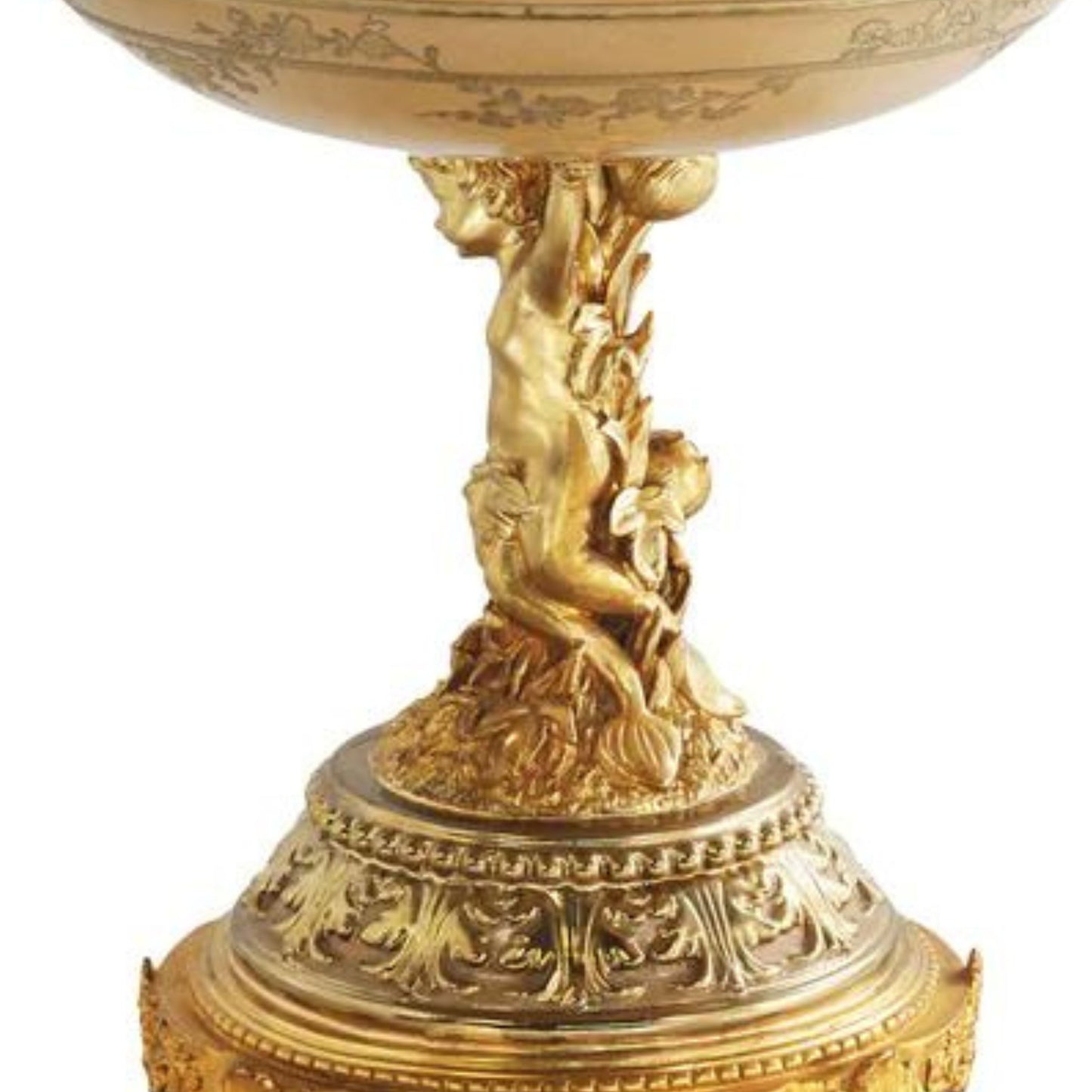 Hand-painted Bronze and Porcelain Cherub Bowl