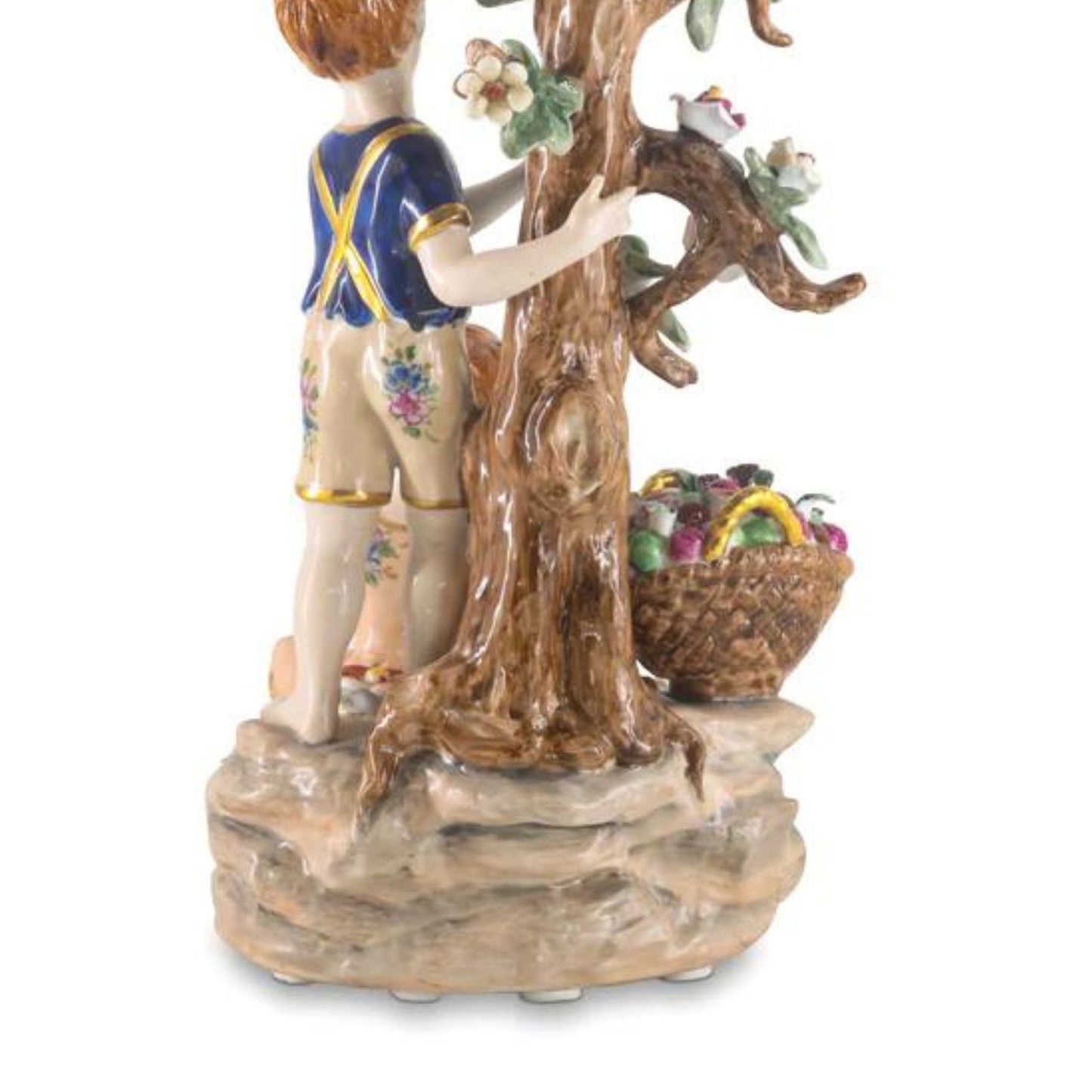 Pareja de figuras de porcelana rococó Niños juguetones en la naturaleza