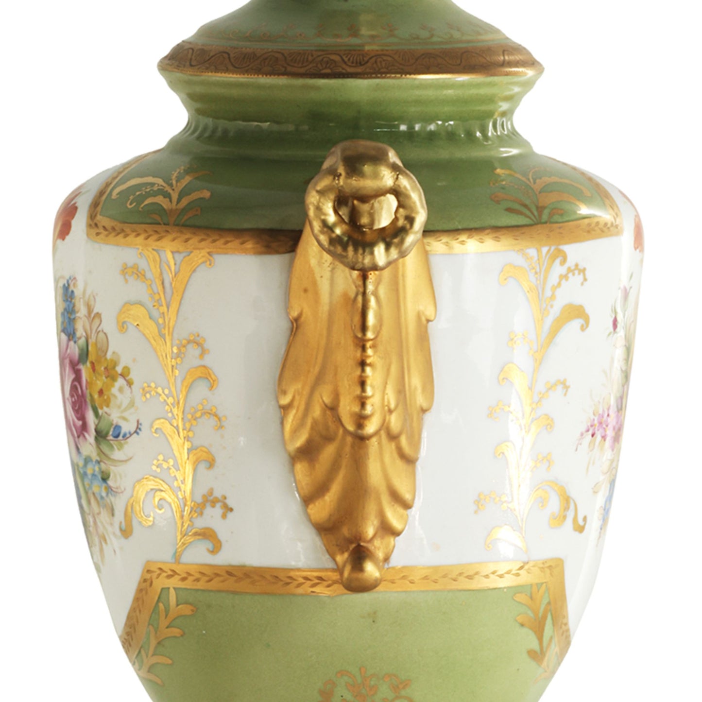 Baroque Leaf Handle Floral Motif Jar