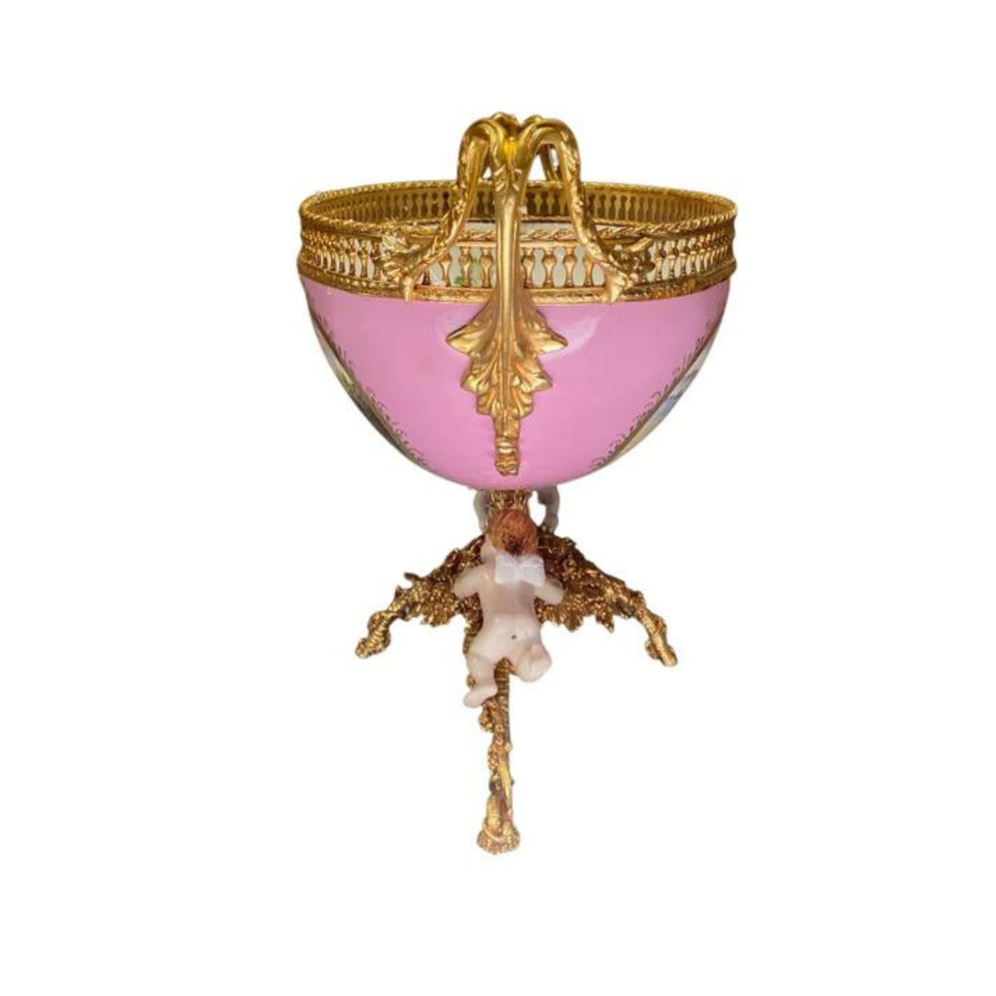 Romantic Porcelain and Bronze Serving Bowl