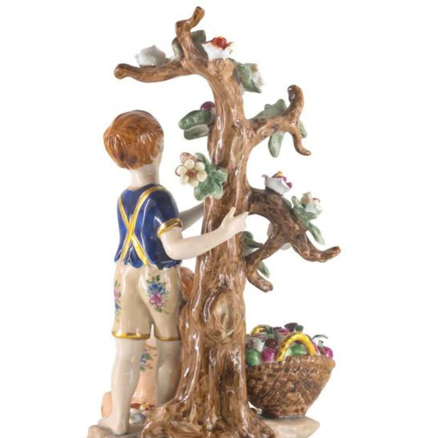 Pareja de figuras de porcelana rococó Niños juguetones en la naturaleza