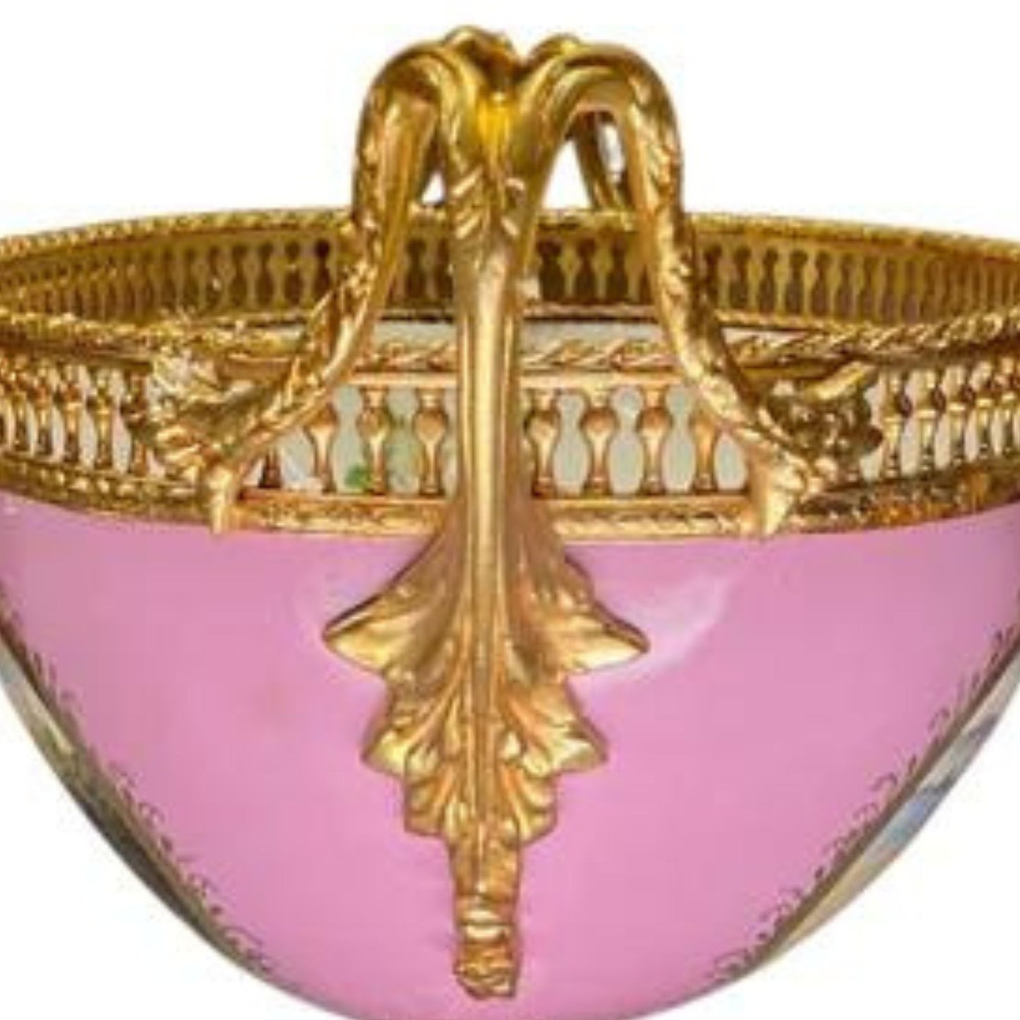 Romantic Porcelain and Bronze Serving Bowl