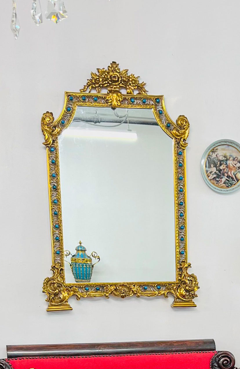 DECOELEVEN ™ Louis XV Style Mirror With Bronze & Porcelain
