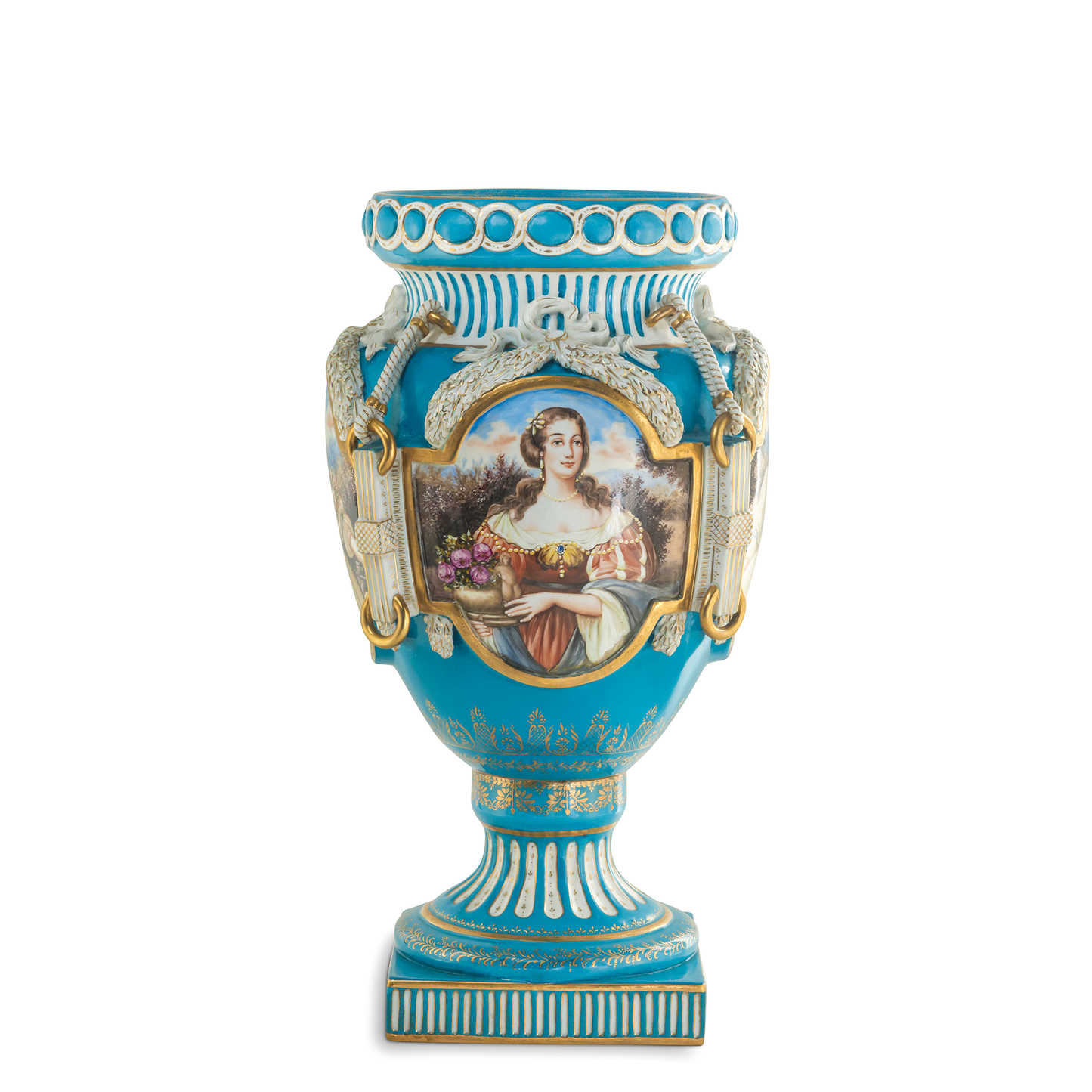 Hand Painted Rococo Style Porcelain Vase