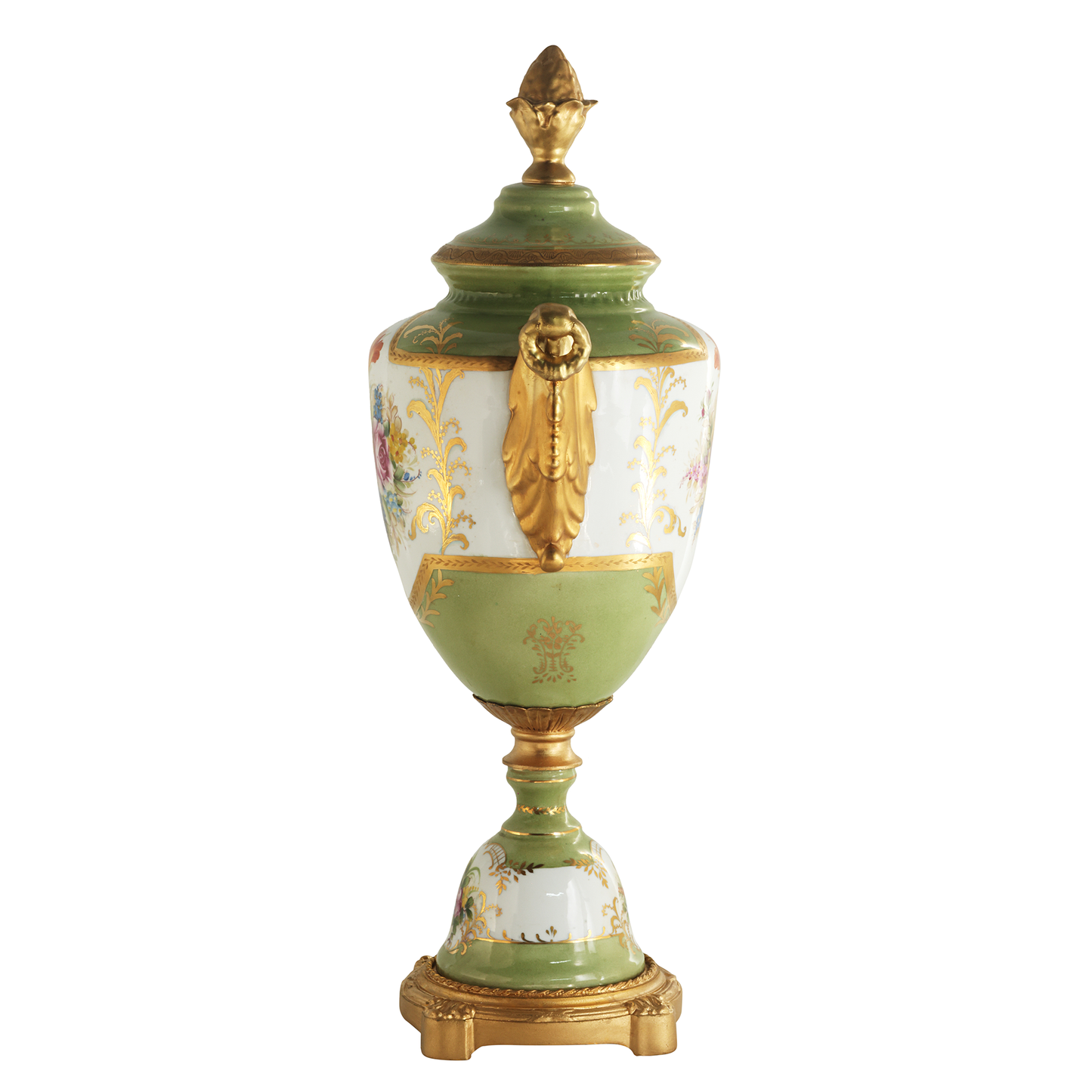 Baroque Leaf Handle Floral Motif Jar