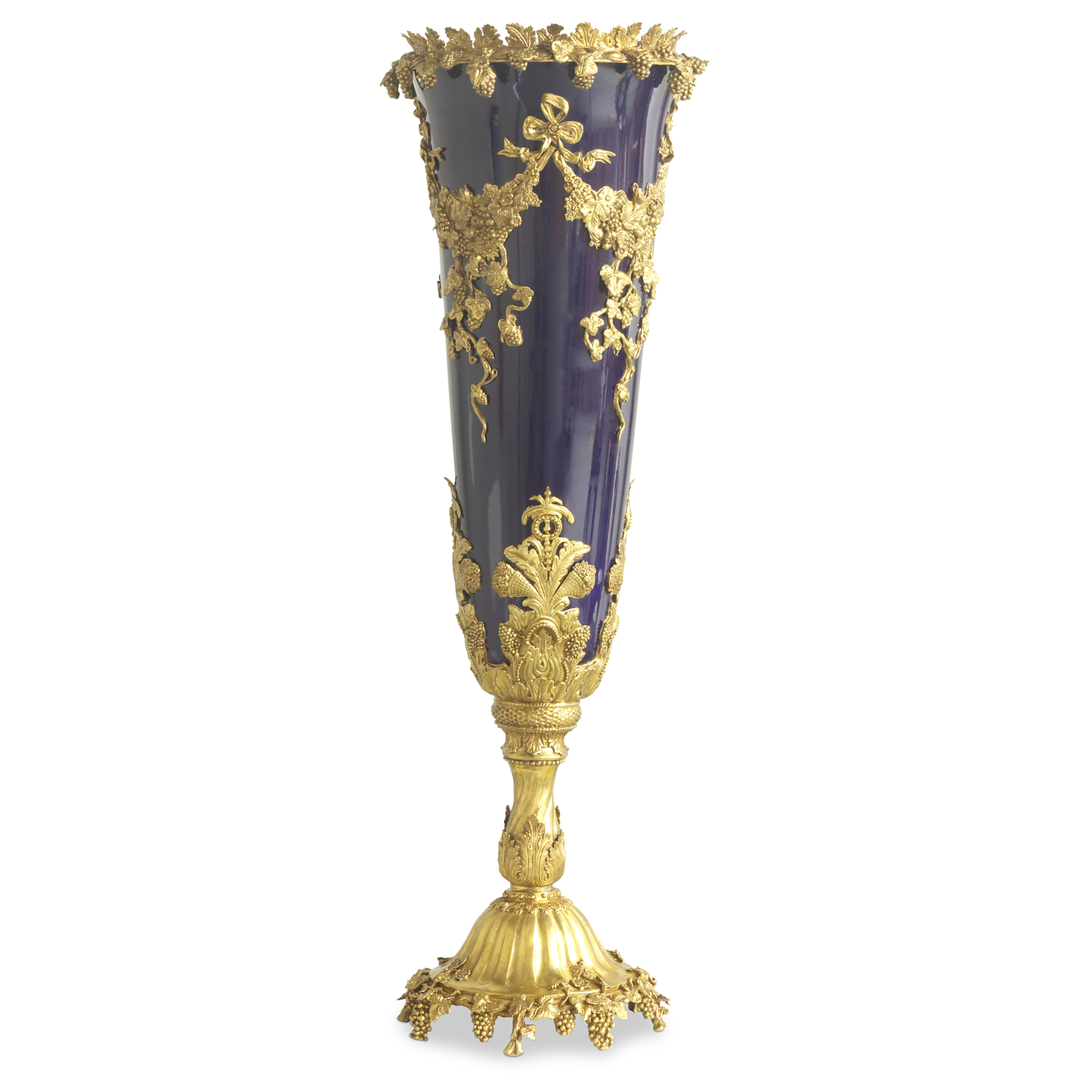 Magnífico Jarrón de Bronce y Porcelana
