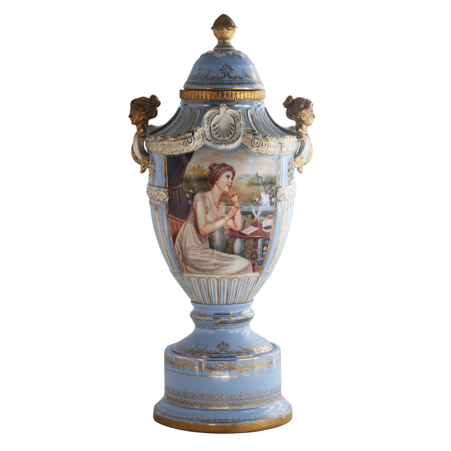 Precioso Jarrón de Porcelana Pintado a Mano