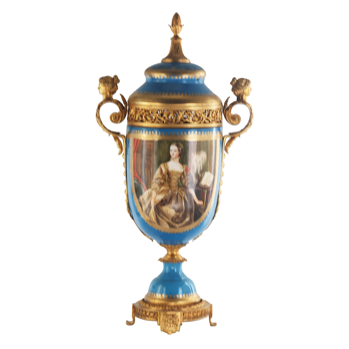 Hand-painted Potpourri Porcelain And Bronze Jar