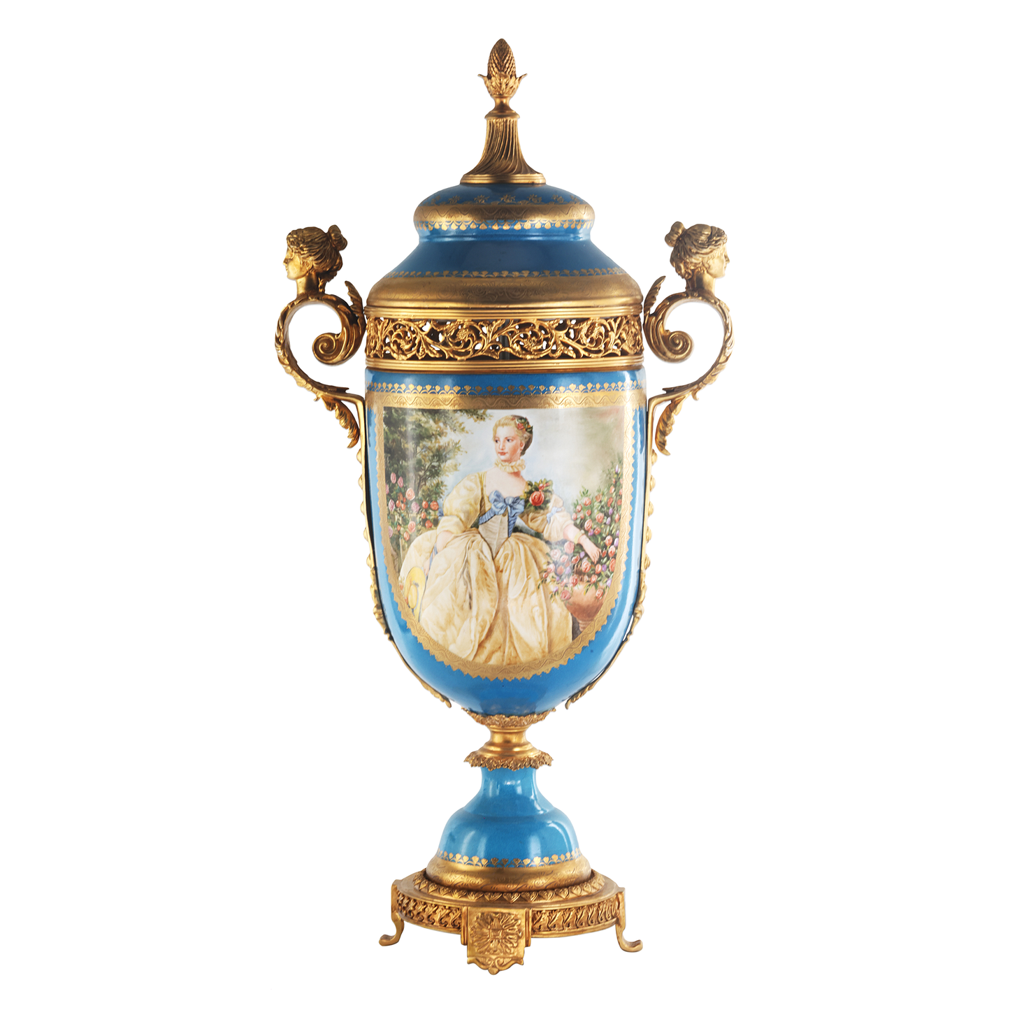 Hand-painted Potpourri Porcelain And Bronze Jar