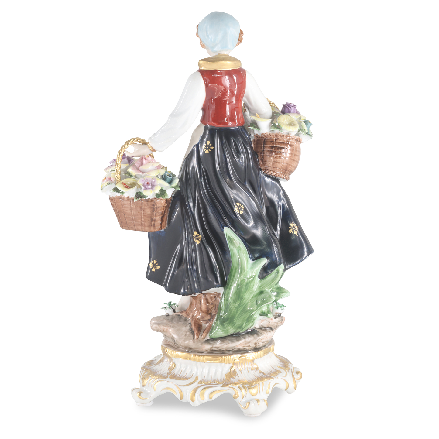 Woman Picking Flowers Porcelain Figurine