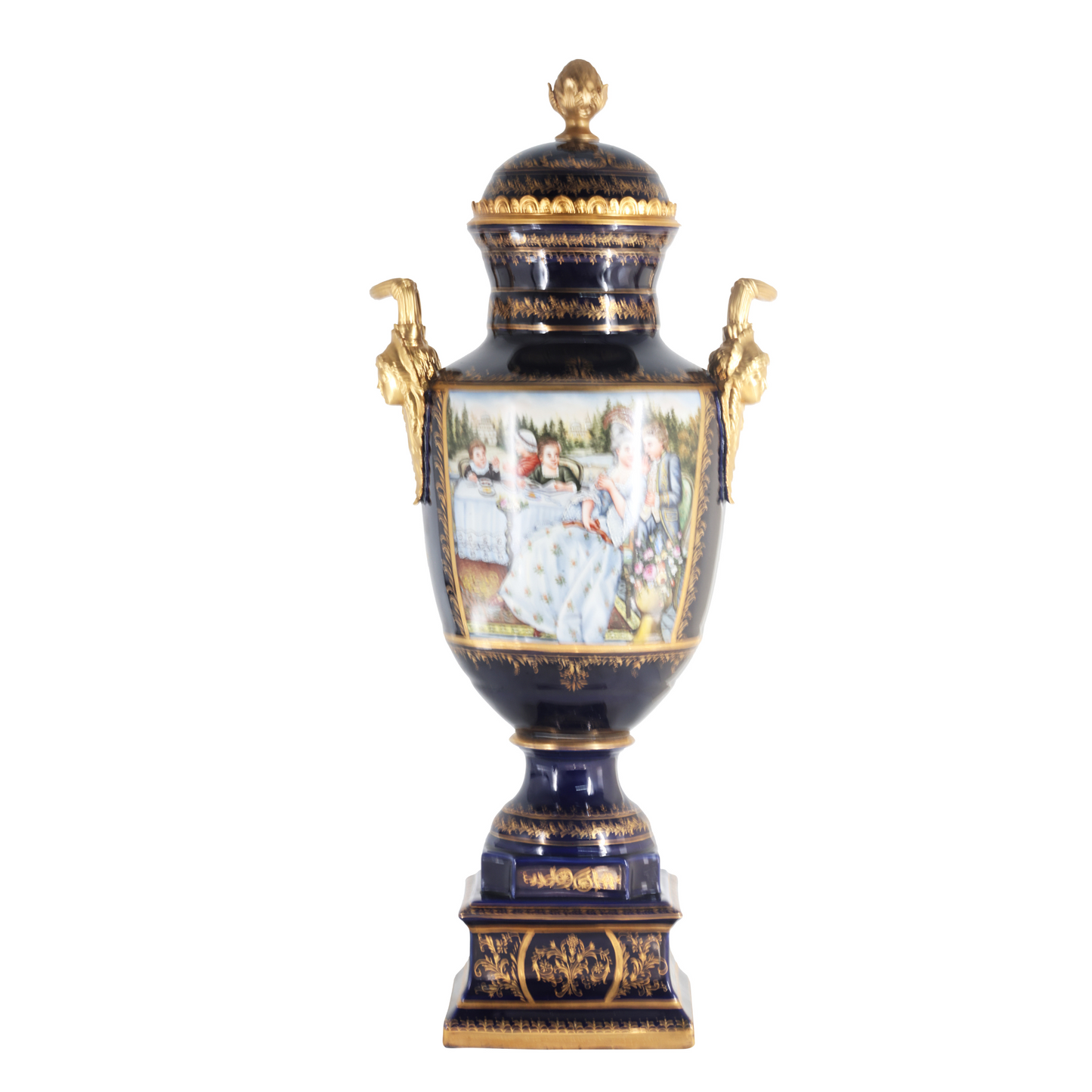Gorgeous Hand-painted Porcelain And Bronze Vase