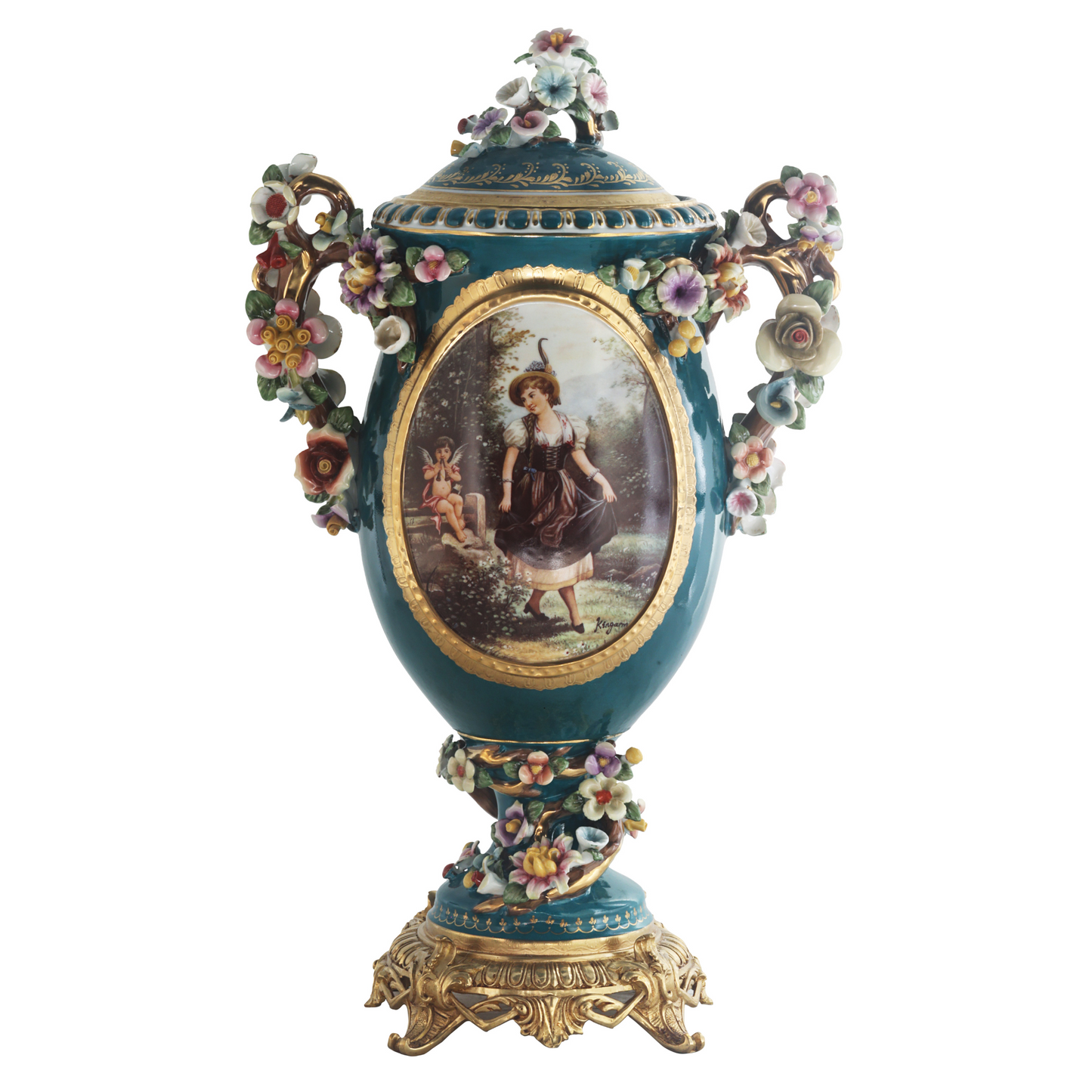 Porcelain Flower Three Dimensional Floral Urn