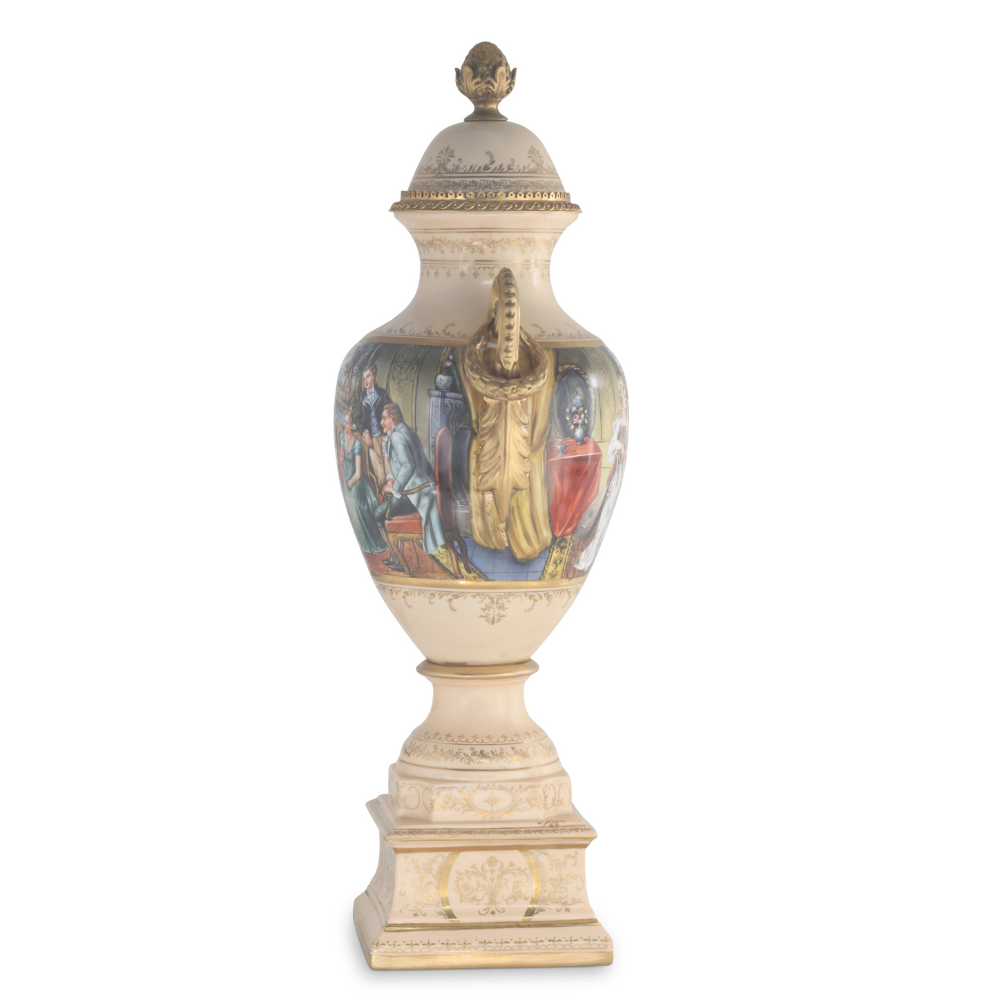Gorgeous Hand-painted Porcelain And Bronze Vase