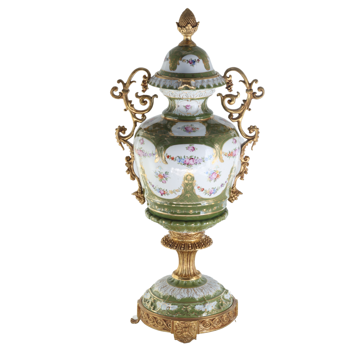 Bronze Handle Rococo Porcelain Vase