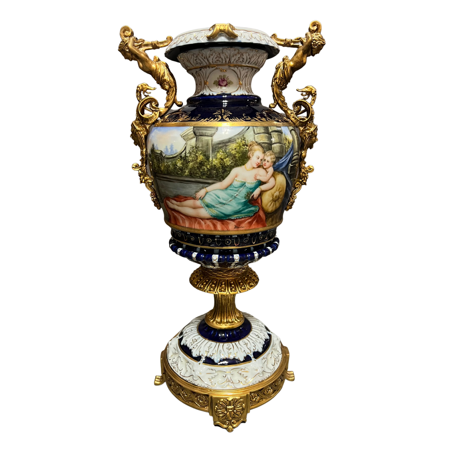 Bronze Handle Rococo Porcelain Vase