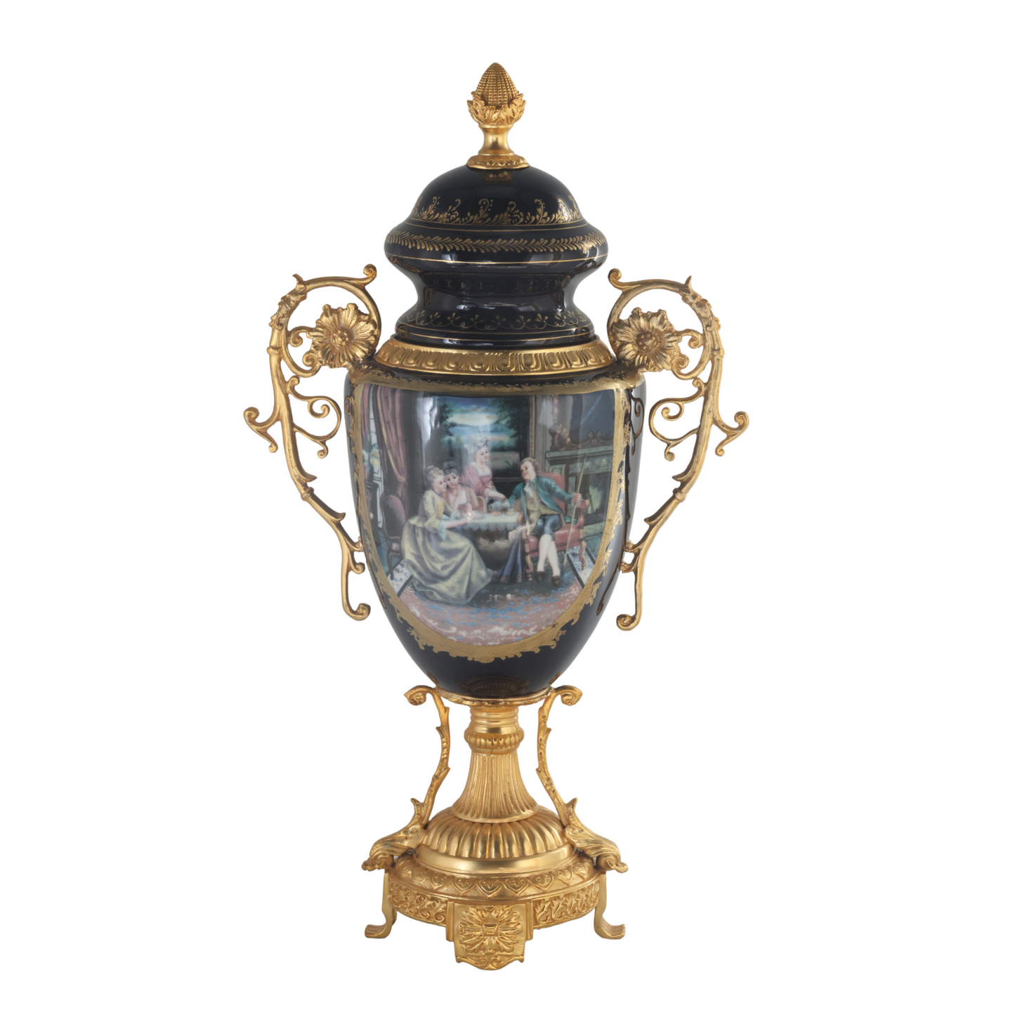 Bronze Handle Rococo Porcelain Vase