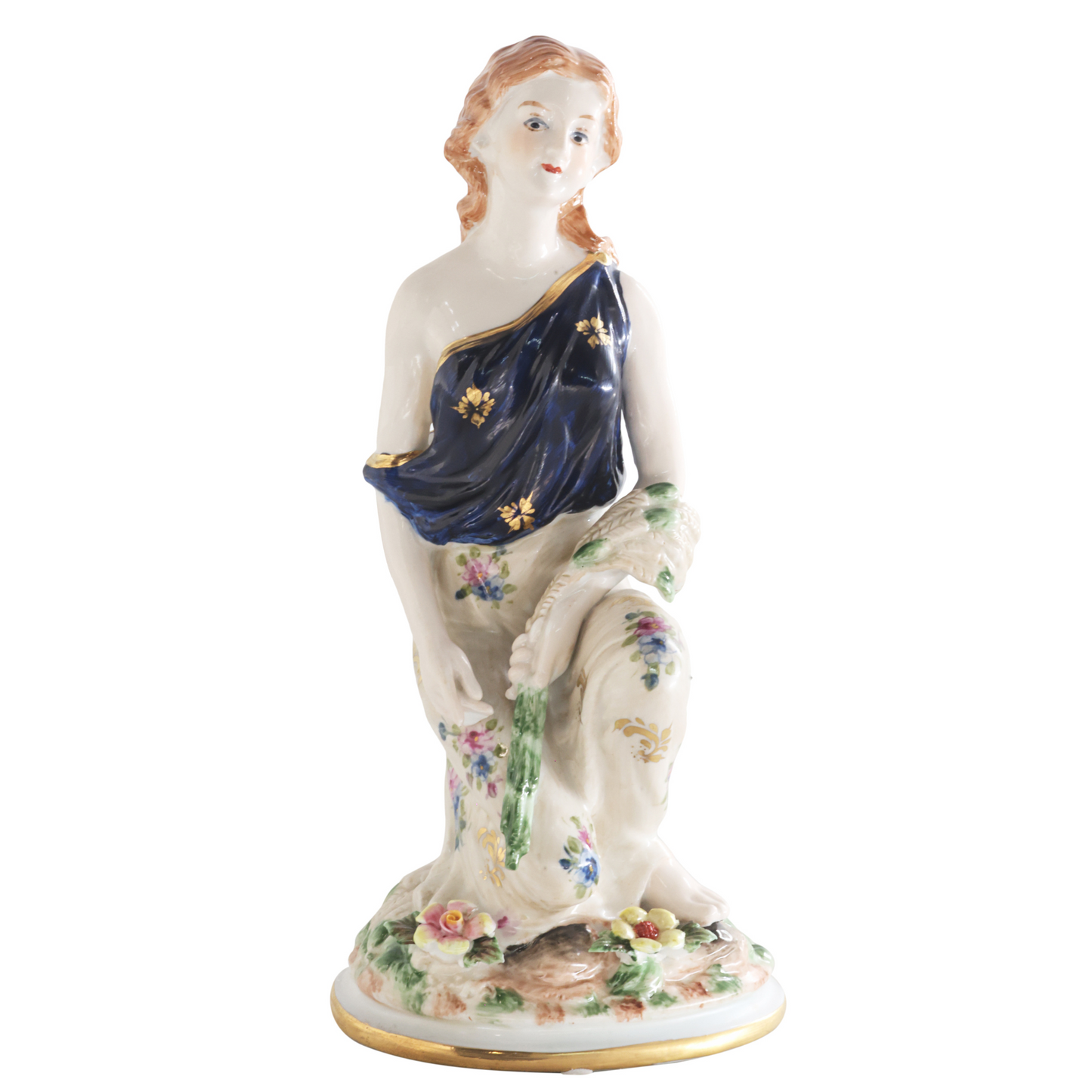 Woman Picking Flowers Porcelain Figurine