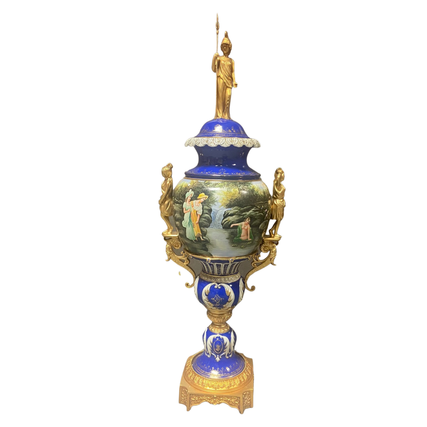 Unique Bronze Handle Porcelain Urn