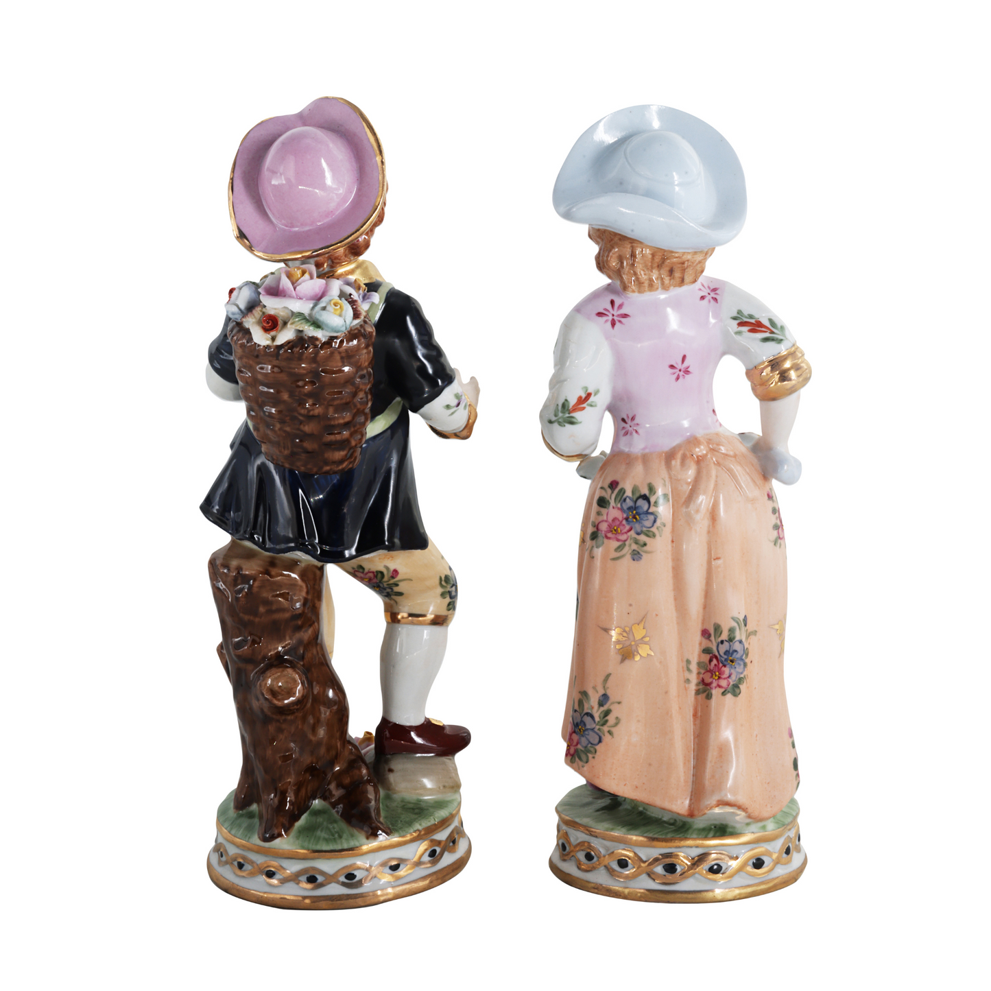Rococo Style Porcelain Young Girl & Boy Figurine Pair