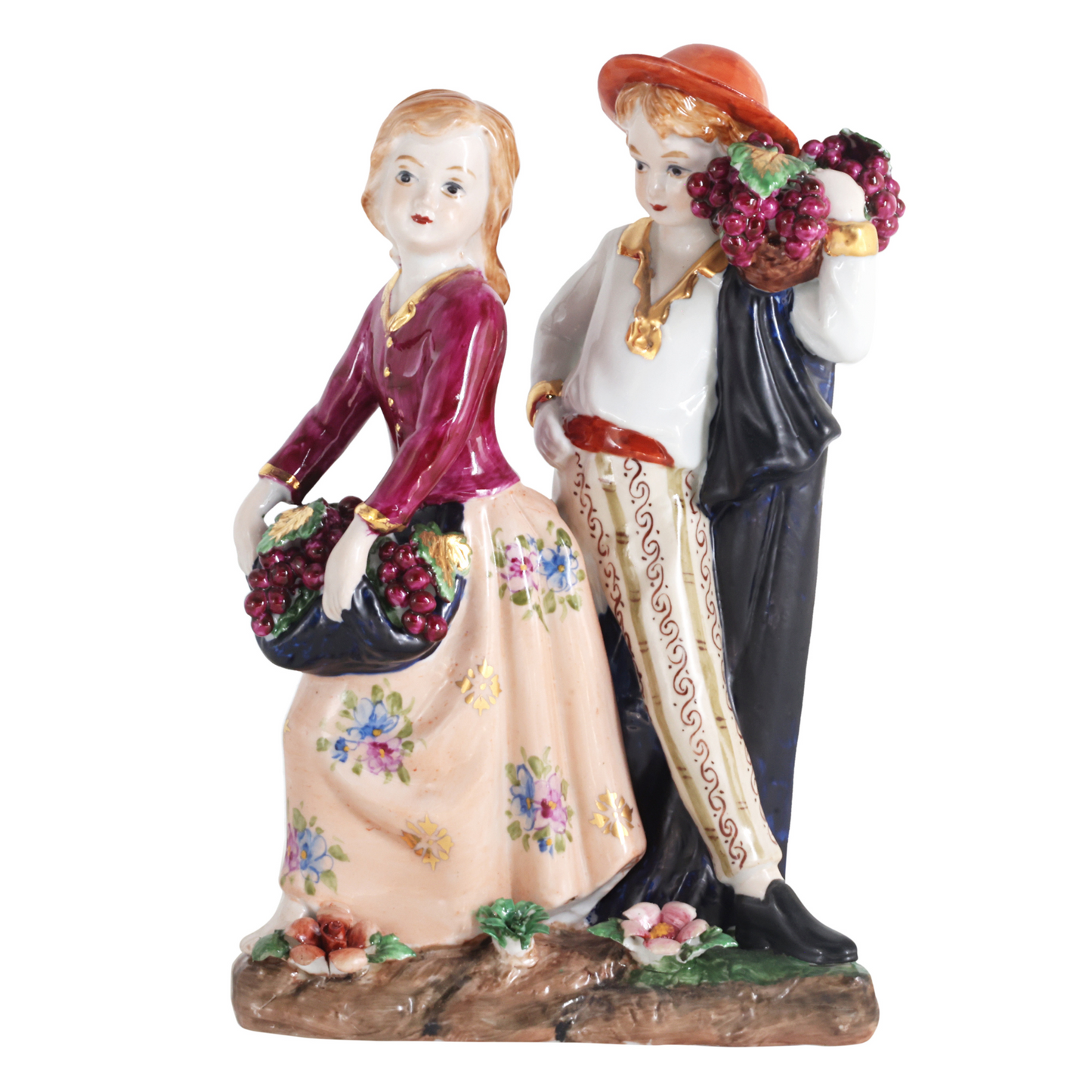 Pareja de figuras de porcelana Amor joven romántico