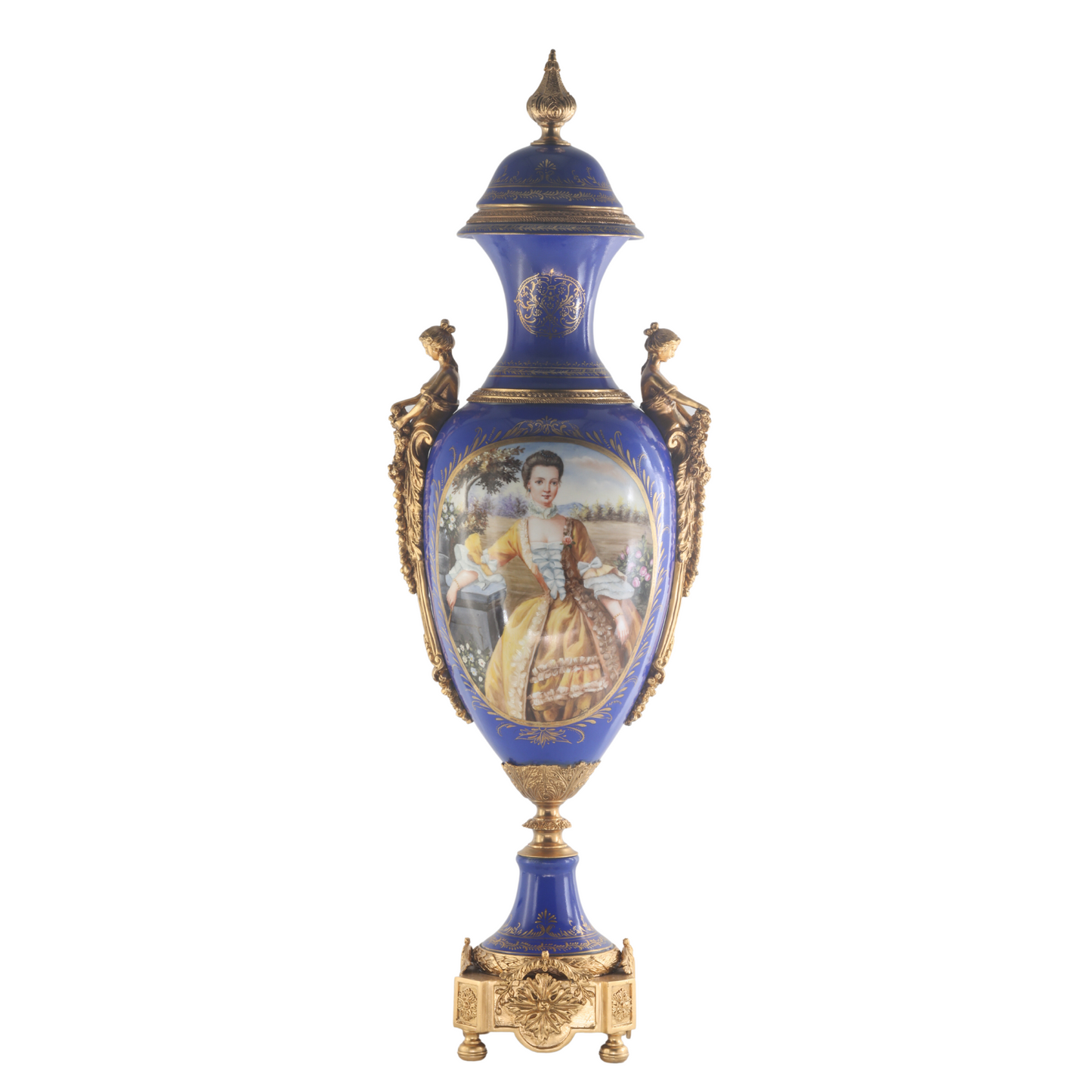 Striking Porcelain And Bronze Cherub Handle Vase