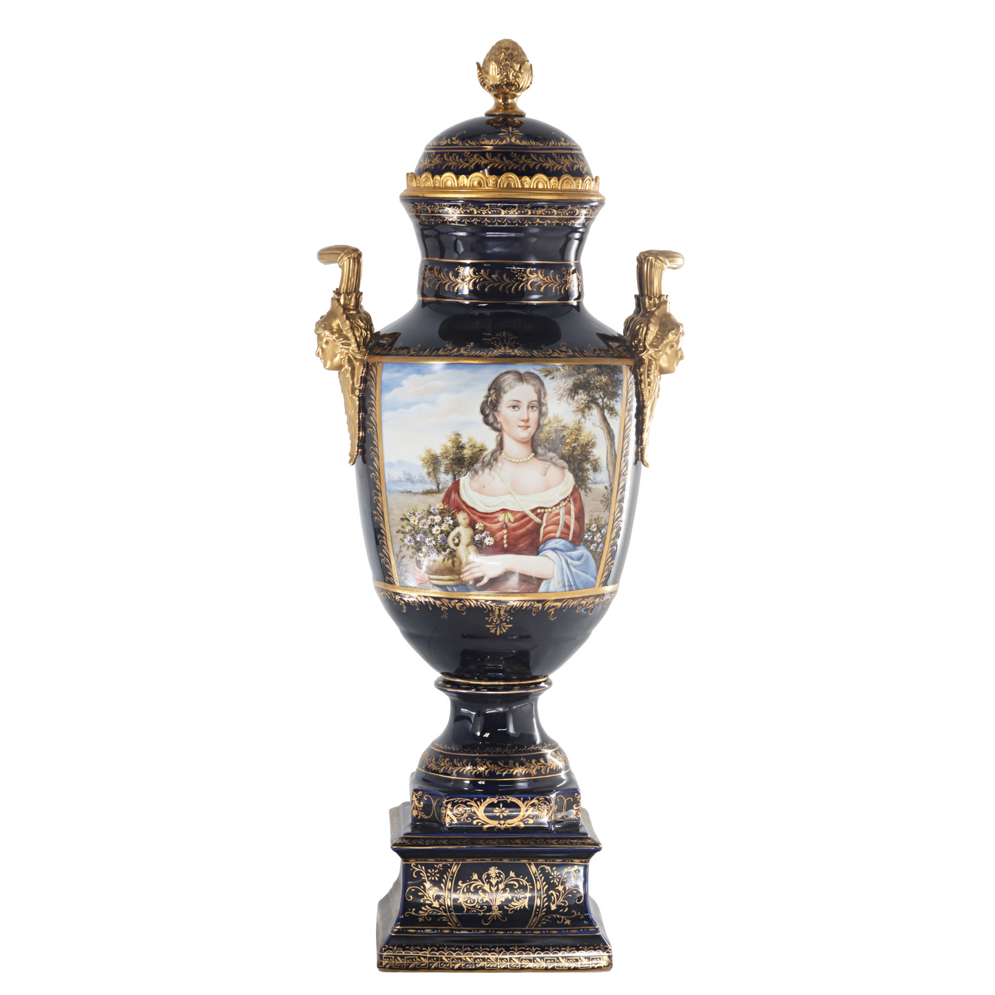 Gorgeous Hand-painted Porcelain And Bronze Vase