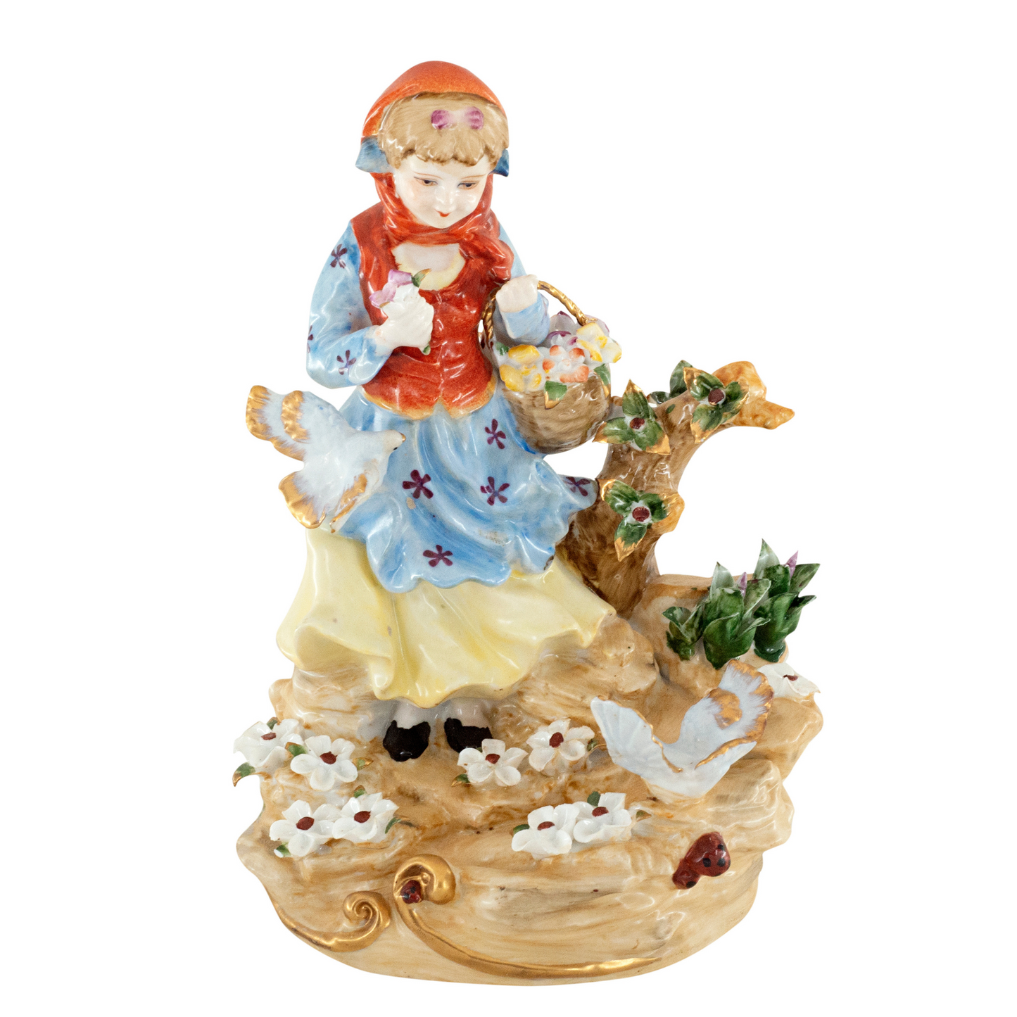 Girl Feeding Dove Porcelain Figurine