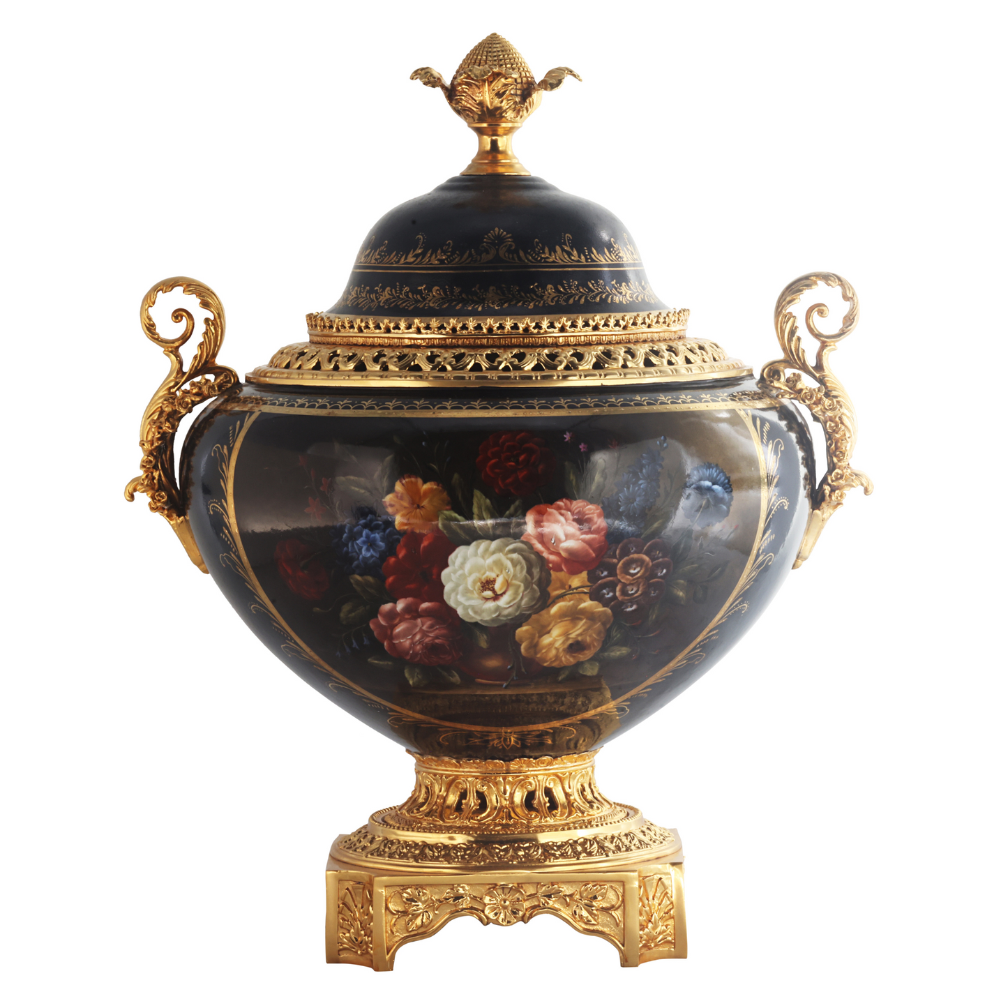 Tarro Popurrí De Porcelana Y Bronce
