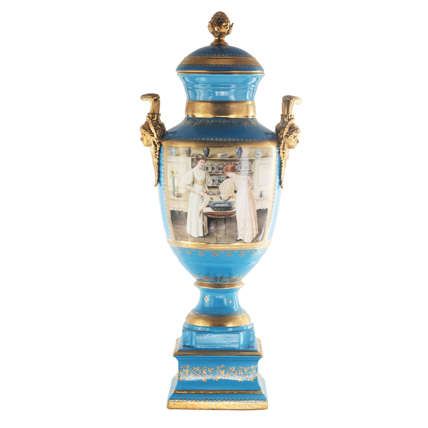 Gorgeous Hand Painted Porcelain And Bronze Vase