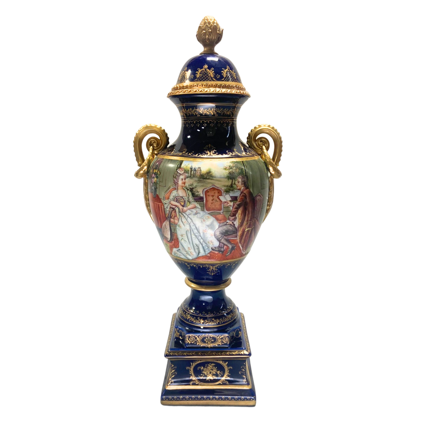 Hand-painted Dark Blue Courtship Vase