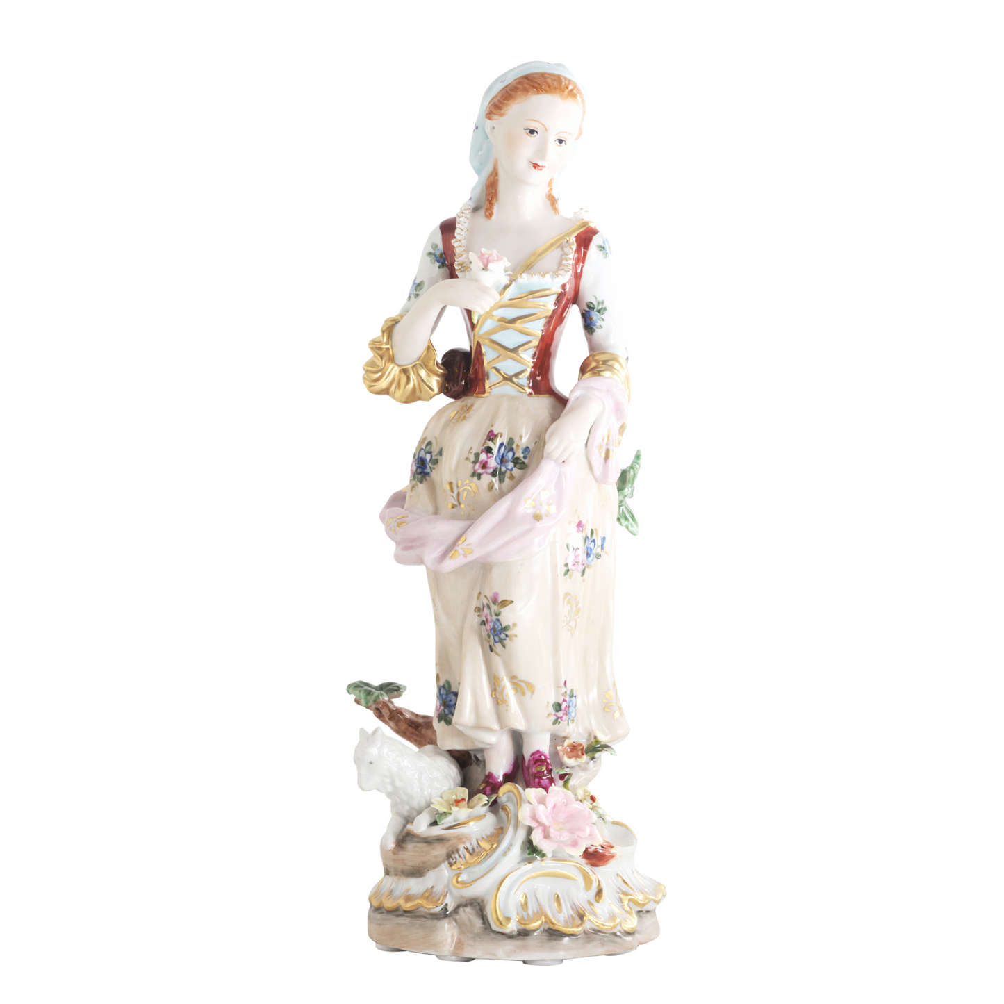 Lady Holding Flower Porcelain Figurine