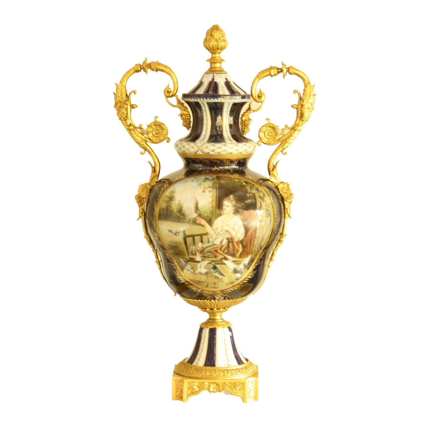 Hand-Painted Ornate Handle Society Vase