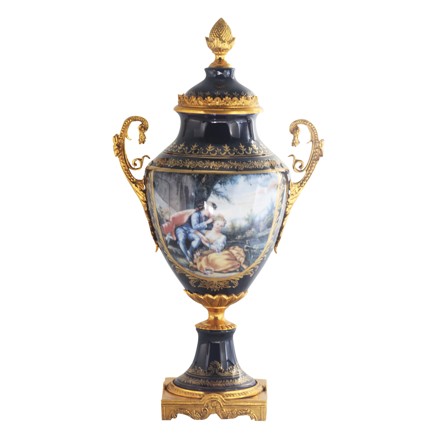 Bronze Handle Rococo Porcelain Vase